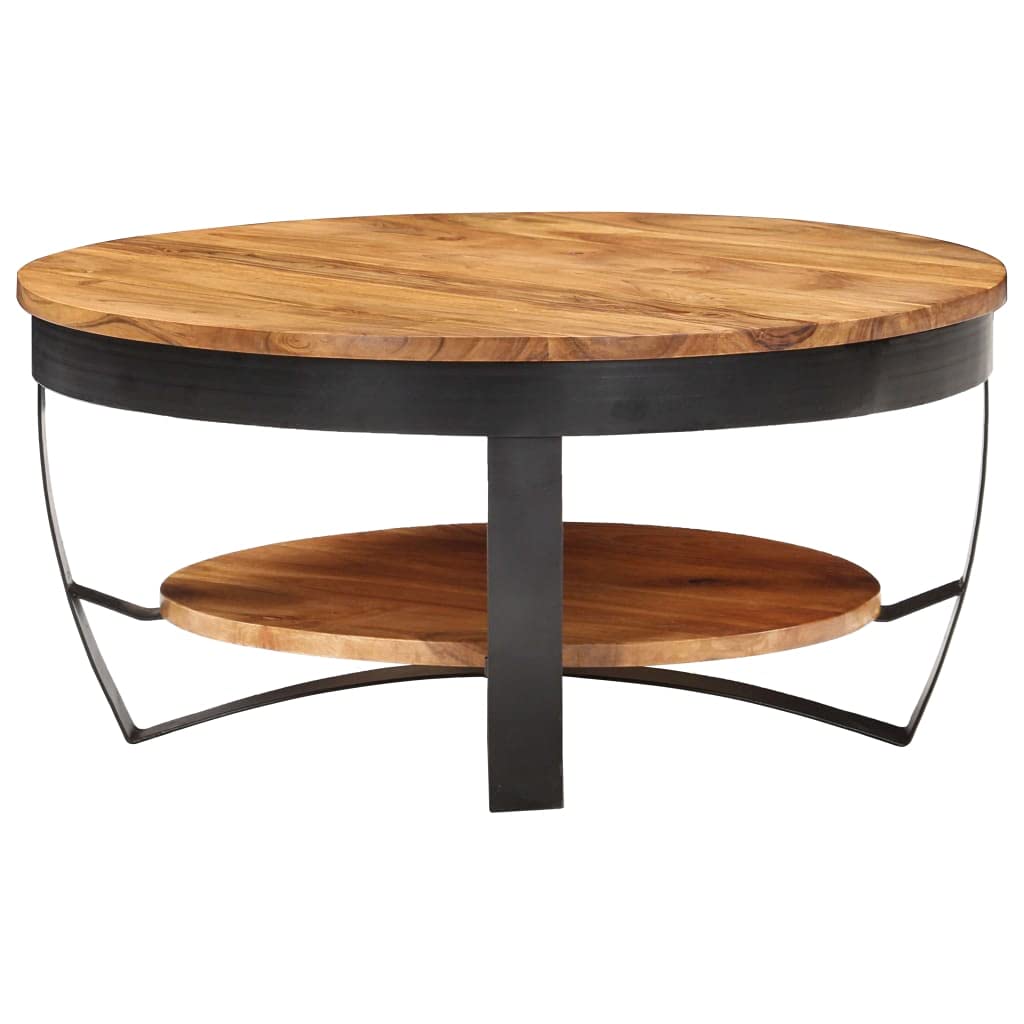 Rustic Farmhouse Coffee Table with Storage Shelf - 25.6