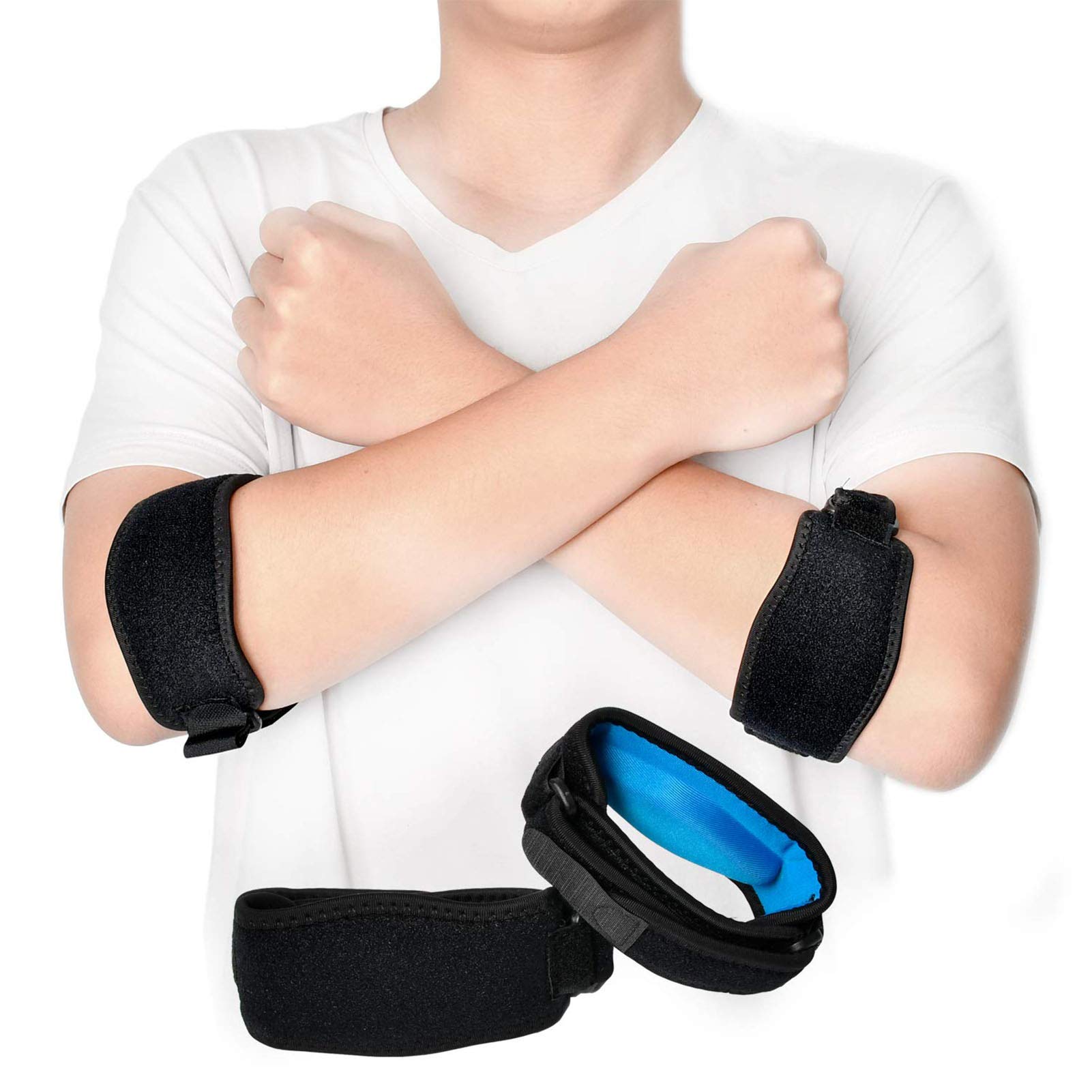 Ailelan Elbow Brace 2-Pack - Compression Support for Tennis Elbow, Tendonitis & Joint Pain Relief - Adjustable Arm Strap for Men & Women - Ideal for Sports, Workout & Daily Activities