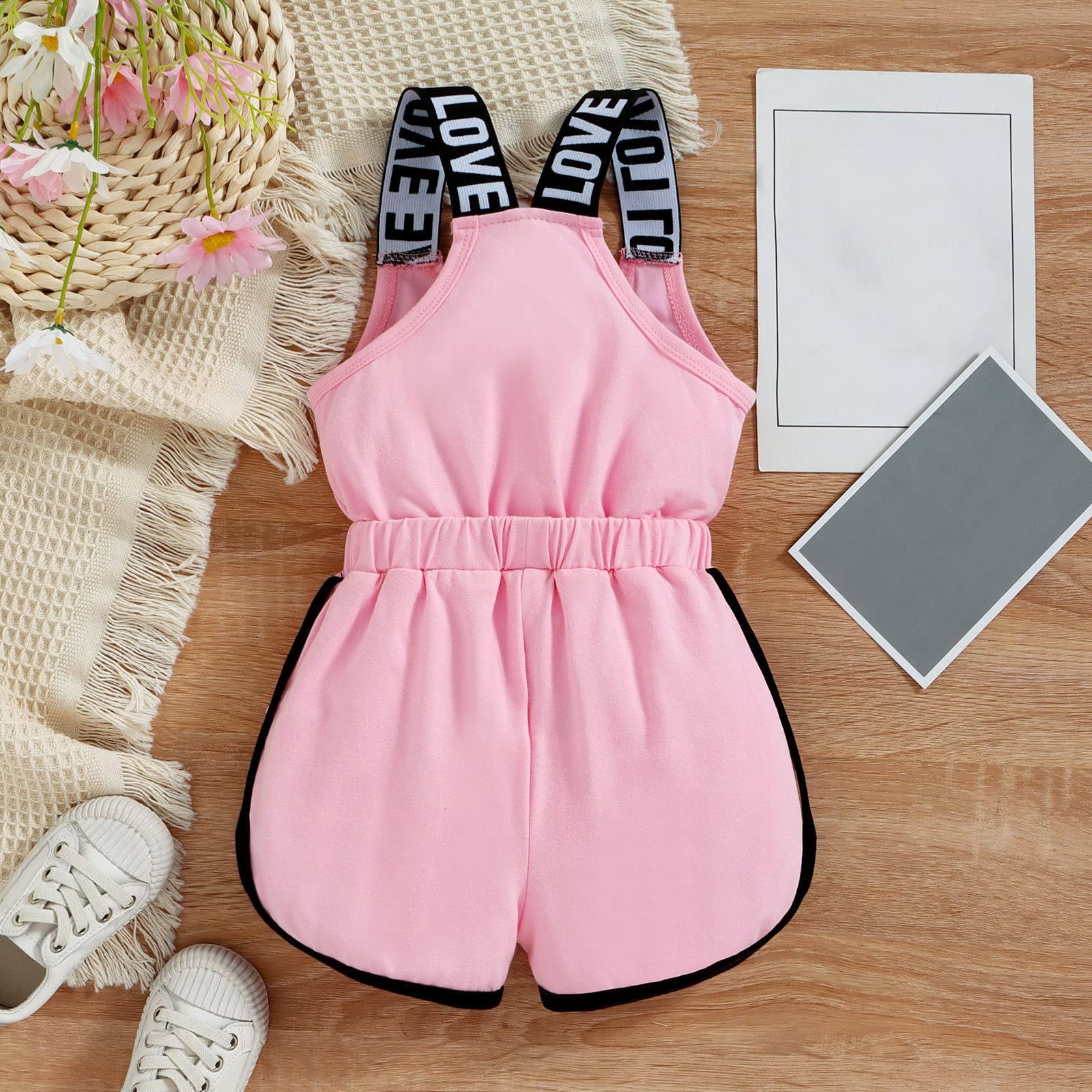 Toddler Girls Sleeveless Romper Jumpsuit - Cute Letter Print Baby Playsuit for Summer | Perfect for Playdates, Beach Outings & Outdoor Activities