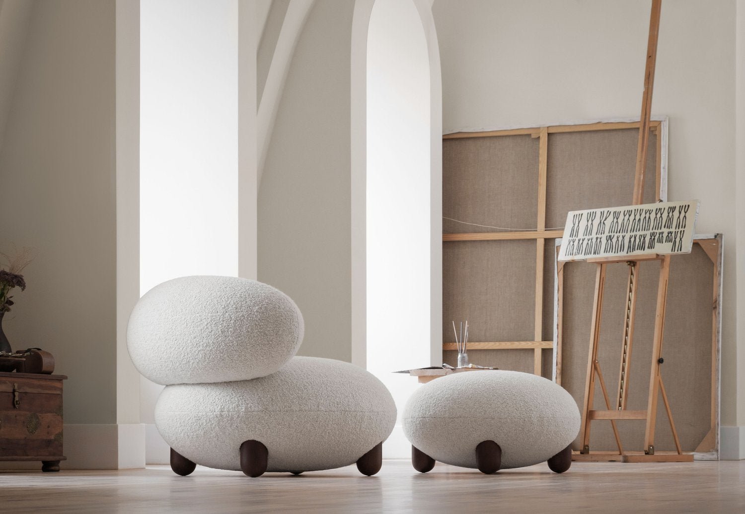 Noom Flock Ottoman - Modern Round Storage Pouf with Removable Cover, Perfect for Living Room, Bedroom & Nursery - Soft and Stylish Footrest, Seating & Home Decor Accent