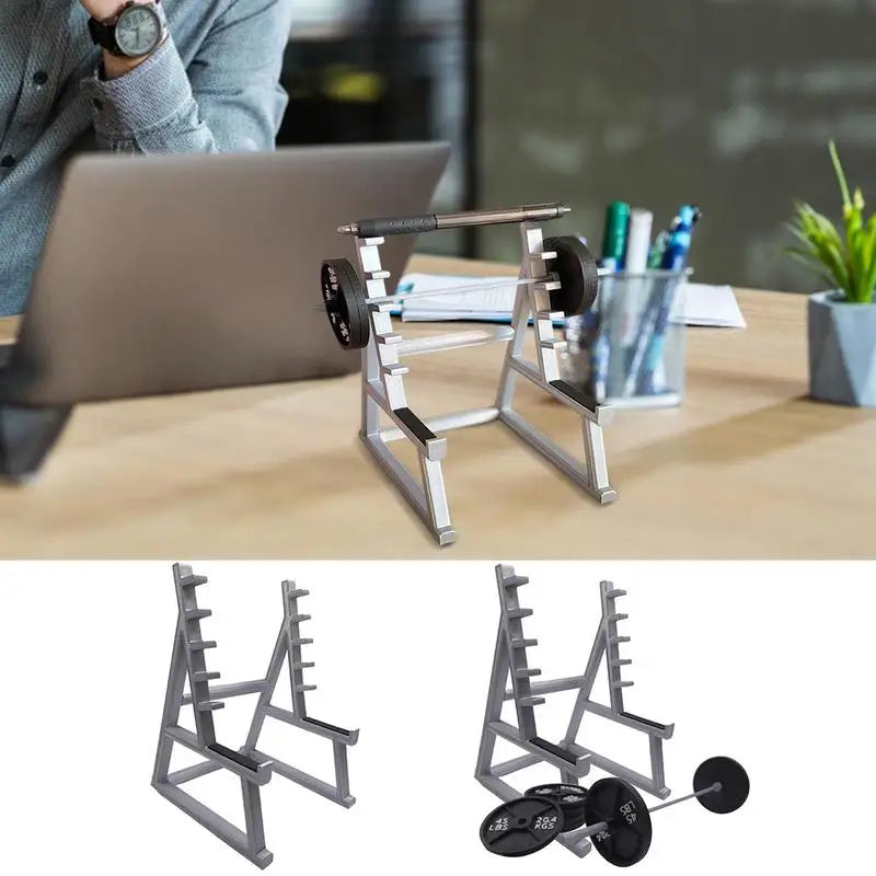 Mini Squat Rack Pencil Holder - Creative Barbell Design Pen Display Stand for Office Desk, Gym Themed Stationery Organizer | Perfect for Workout Enthusiasts & Fitness Themed Workspaces