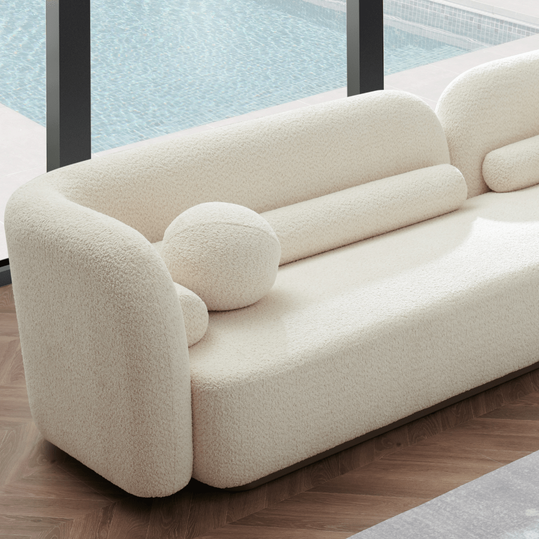 ORANI 3-Seater Sofa - Modern Comfortable Fabric Couch for Living Room, Lounge & Home Theater - Grey Contemporary Sectional Sofa with Soft Cushions