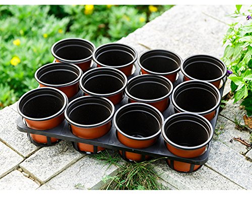 Oubest 4 Inch Plastic Plant Nursery Pots - 50 Pack Reusable Seed Starter Pots for Seedlings, Cuttings & Transplanting - Perfect for Indoor/Outdoor Gardening, Greenhouses & Home Plant Care
