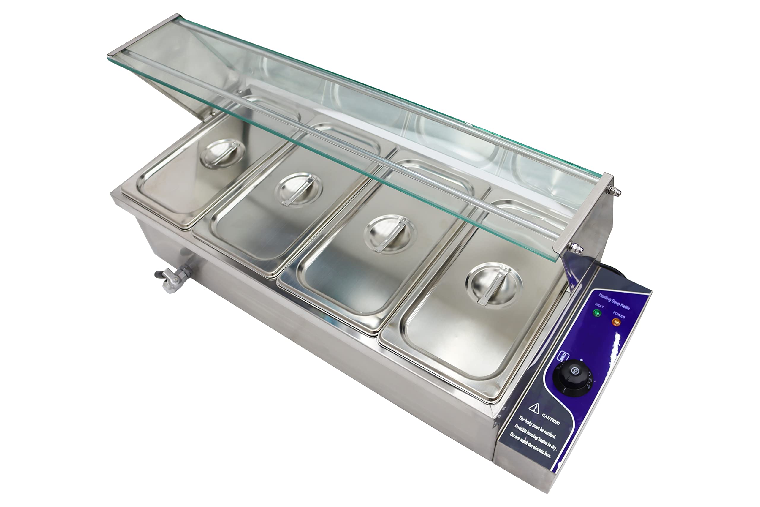 INTBUYING 4-Pot Buffet Food Warmer 110V 1500W Commercial Stainless Steel Deep Pan Warmer - Perfect for Catering, Buffets, Restaurants and Party Food Serving