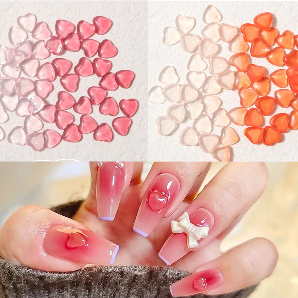 3D Heart Nail Charms - Light Changing Resin Rhinestone Nail Art Decorations for Acrylic Nails (80PCS) | DIY Manicure Supplies for Women & Girls | Perfect for Valentine's Day, Parties, and Special Occasions