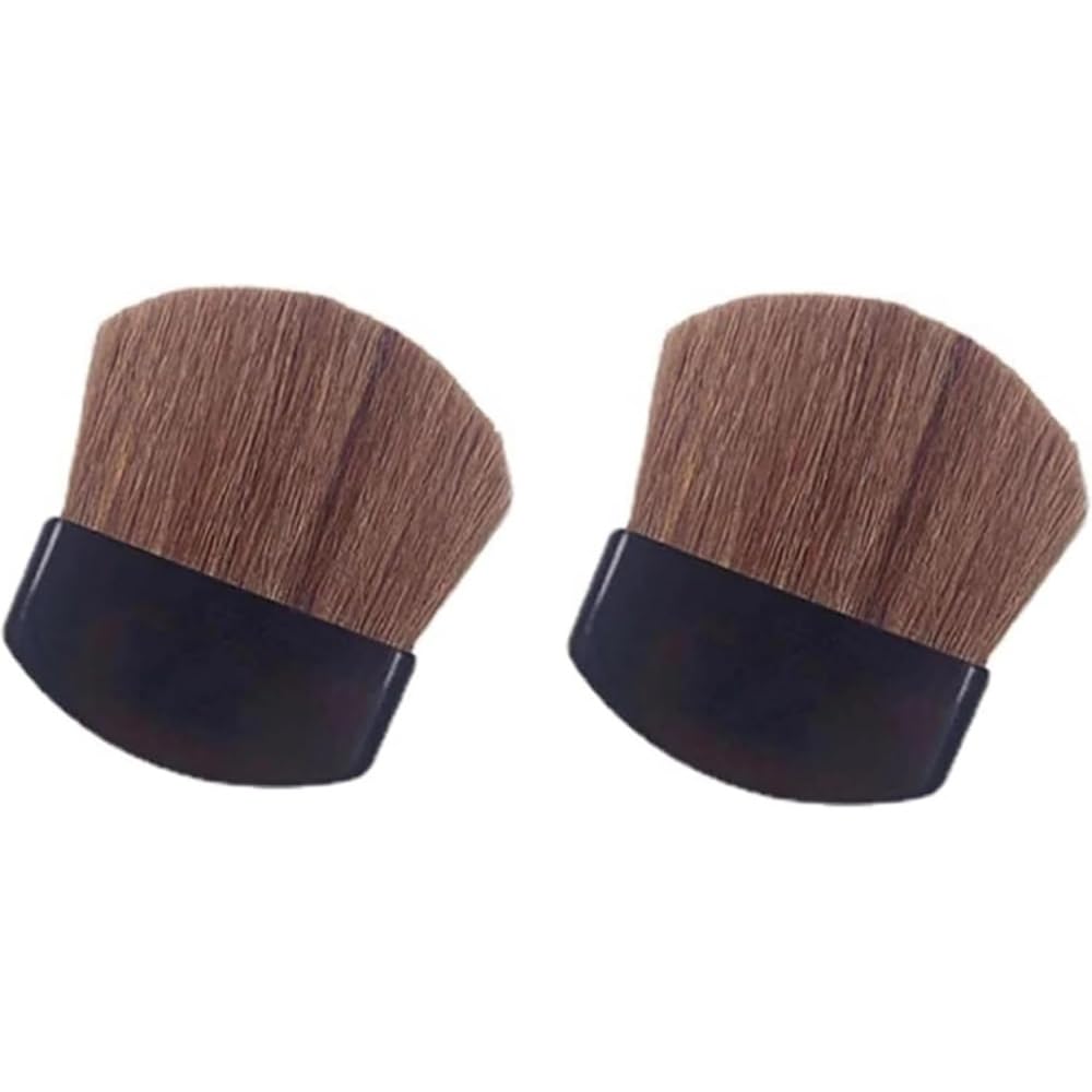 2Pcs Mini Powder Blush Brush Set - Small Soft Makeup Brushes for Face, Cheeks & Contouring | Professional Cosmetic Brush Kit for Blush, Highlighter & Powder Application | Perfect for Travel & Everyday Makeup Routine