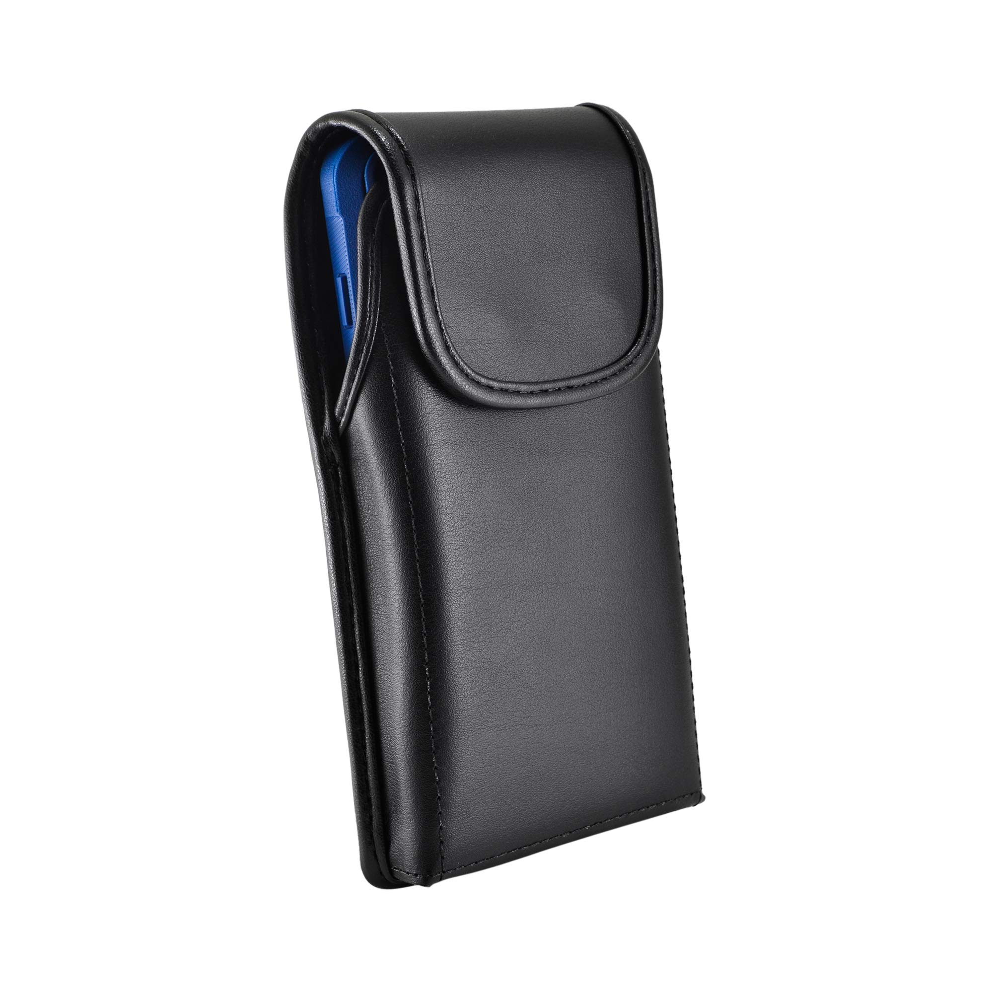 Premium Leather Phone Holster for Samsung Galaxy S25/S24/S23/S22/S21/S20 - Black Belt Clip Phone Holder for Shockproof & Symmetry Cases - Durable Metal Clip Cell Phone Pouch for Commuting, Hiking & Outdoor Activities