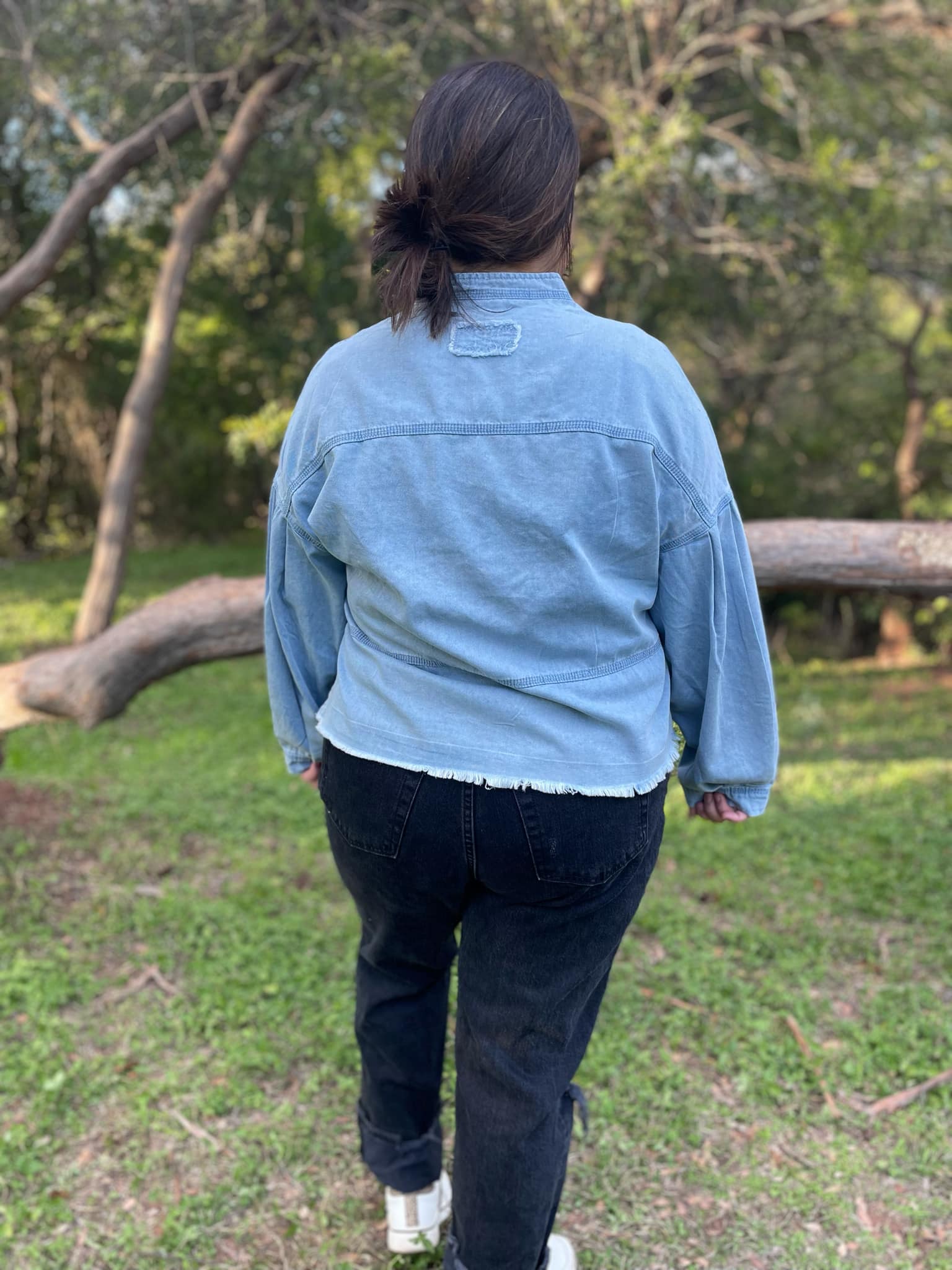 PREORDER: Dylan Denim Blouse for Women - Stylish Button Down Shirt with Long Sleeves - Perfect for Casual Outfits, Office Wear & Date Nights