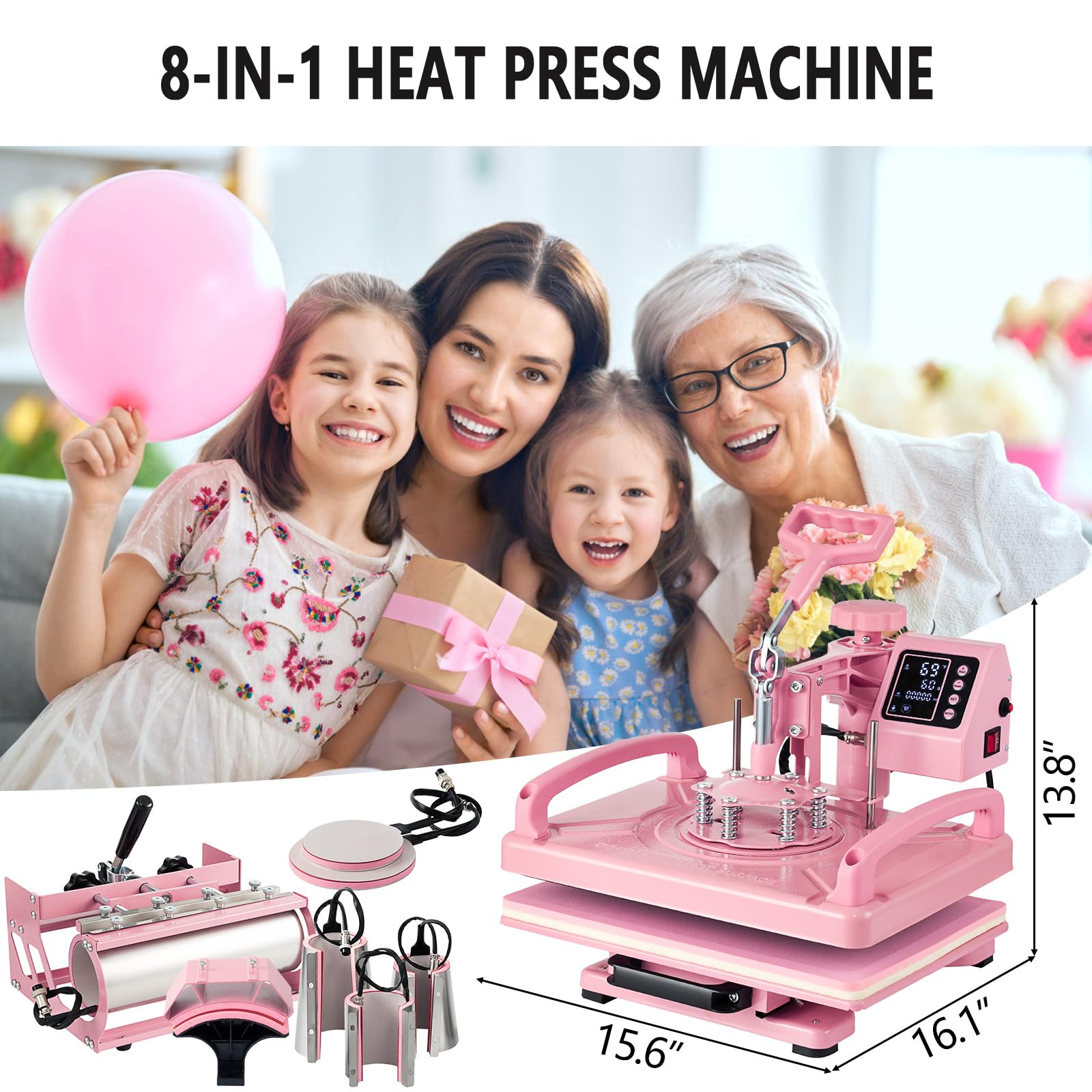 12x15 Inch Heat Press Machine for T-Shirts & Sublimation - 8-in-1 Combo with 30oz Tumbler Press for Hats, Caps, Mugs & Plates | Perfect for DIY Crafts, Custom Apparel & Small Business Printing