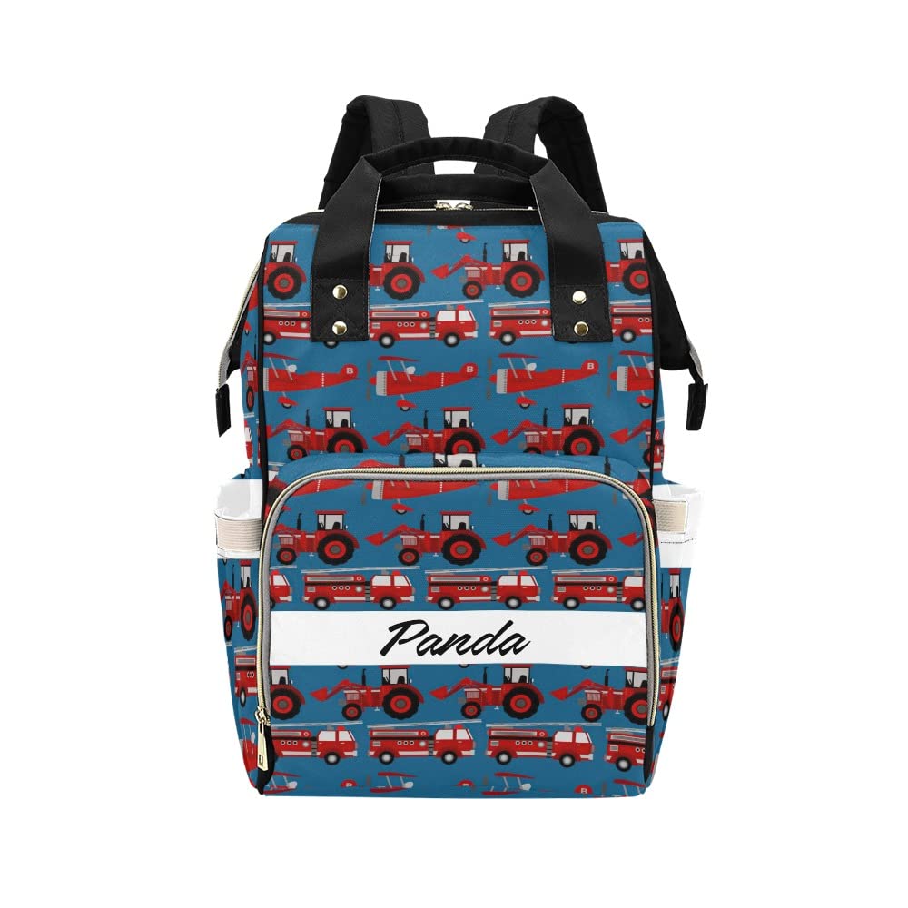 Personalized Baby Diaper Backpack - Cute Excavator Design Nursing Nappy Bag for Travel, Daycare & Outings | Waterproof Baby Shower Gift for New Parents