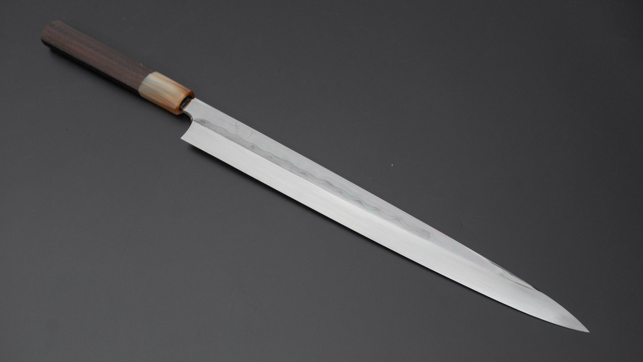 Hitohira Togashi White #1 Mizu Honyaki Fugubiki 300mm Japanese Chef Knife with Taihei Makassar Ebony Handle & Saya - Perfect for Sushi, Sashimi & Precision Cutting in Professional Kitchens