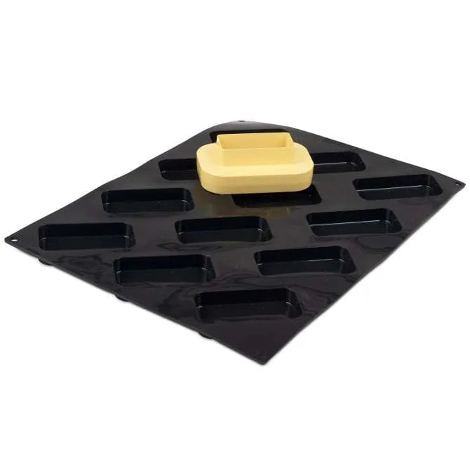 Pavoni Progetto MONO Rectangular Silicone Mold with Cutter - 12 Cavity Baking Molds for Chocolate, Candy, Soap & Resin Crafts - Perfect for Home Baking and DIY Projects