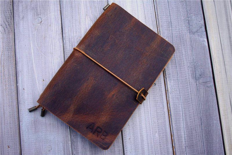 Personalized Rustic Leather Traveler's Notebook - Custom Name Journal for Writing, Sketching & Planning - Perfect Gift for Travelers, Writers & Students