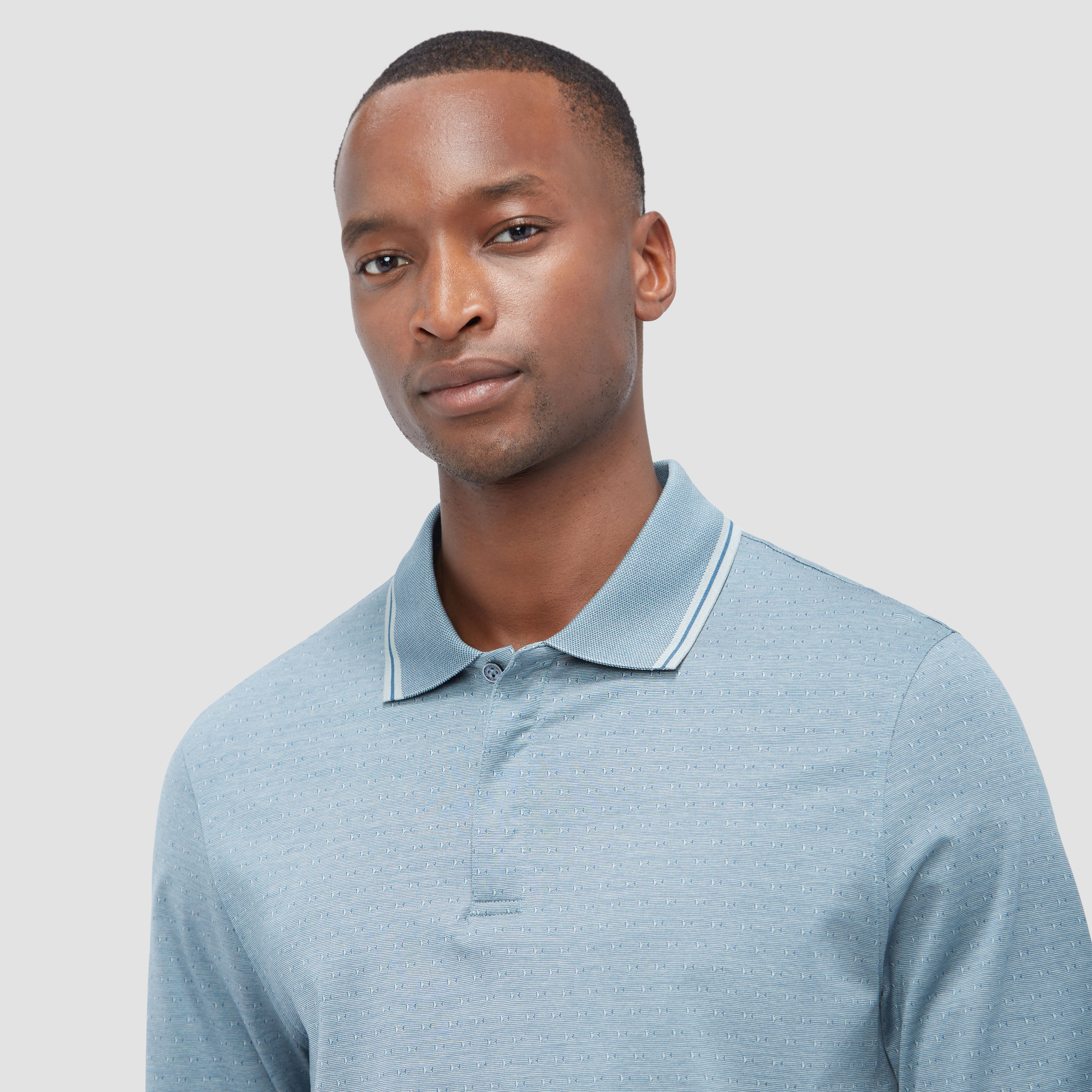 Premium Jacquard Long Sleeve Polo Shirt for Men - Breathable & Stylish Casual Wear - Perfect for Office, Golf & Business Casual Outfits