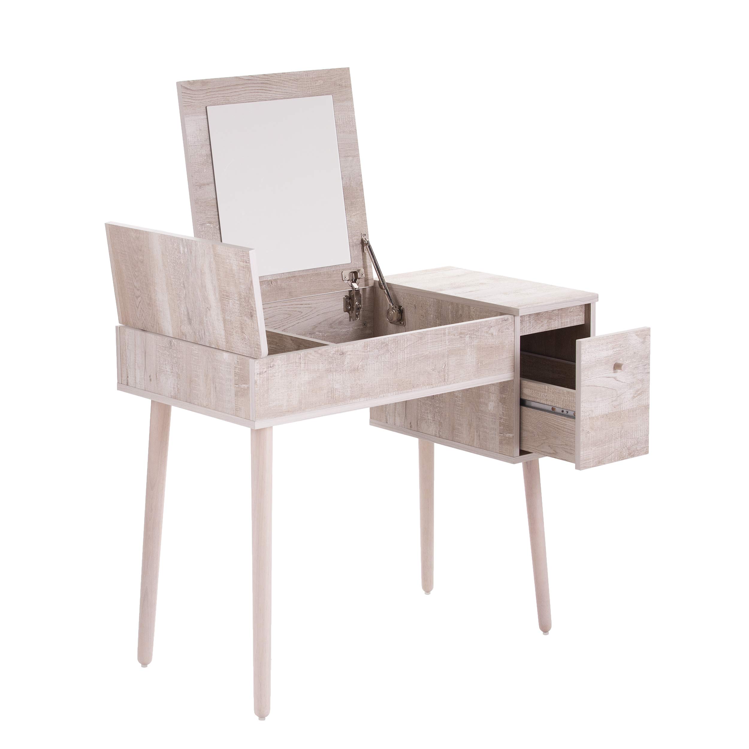 SEI Furniture Harzen Vanity Desk - Graywashed Finish, Modern Writing Desk with Drawers for Home Office, Bedroom & Dressing Room