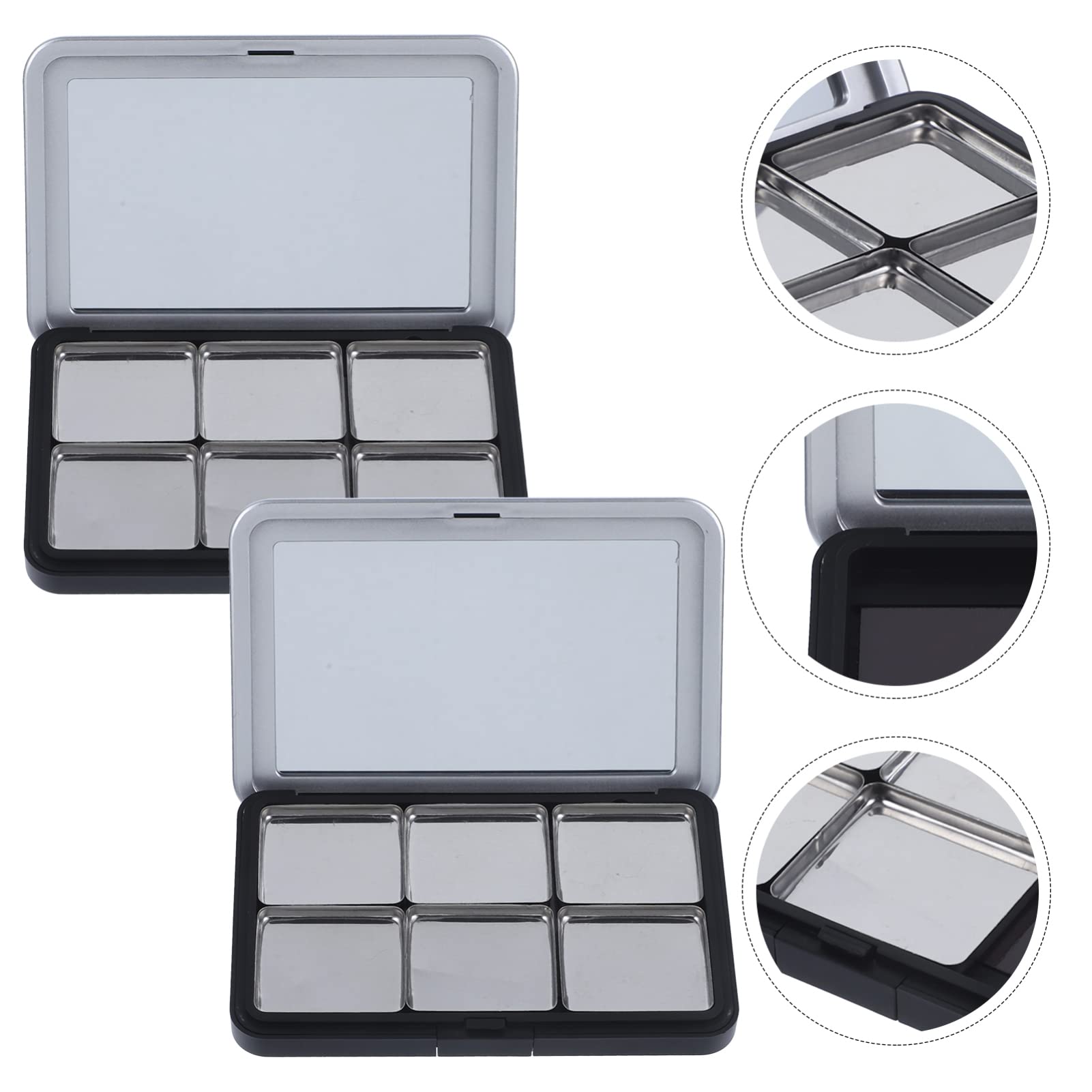 Magnetic Refillable Makeup Palette with Mirror - Empty Eyeshadow & Lipstick Palette for Custom Blush, Powder & Eyeshadow - 2PCS - Perfect for Travel & Professional Makeup Artists