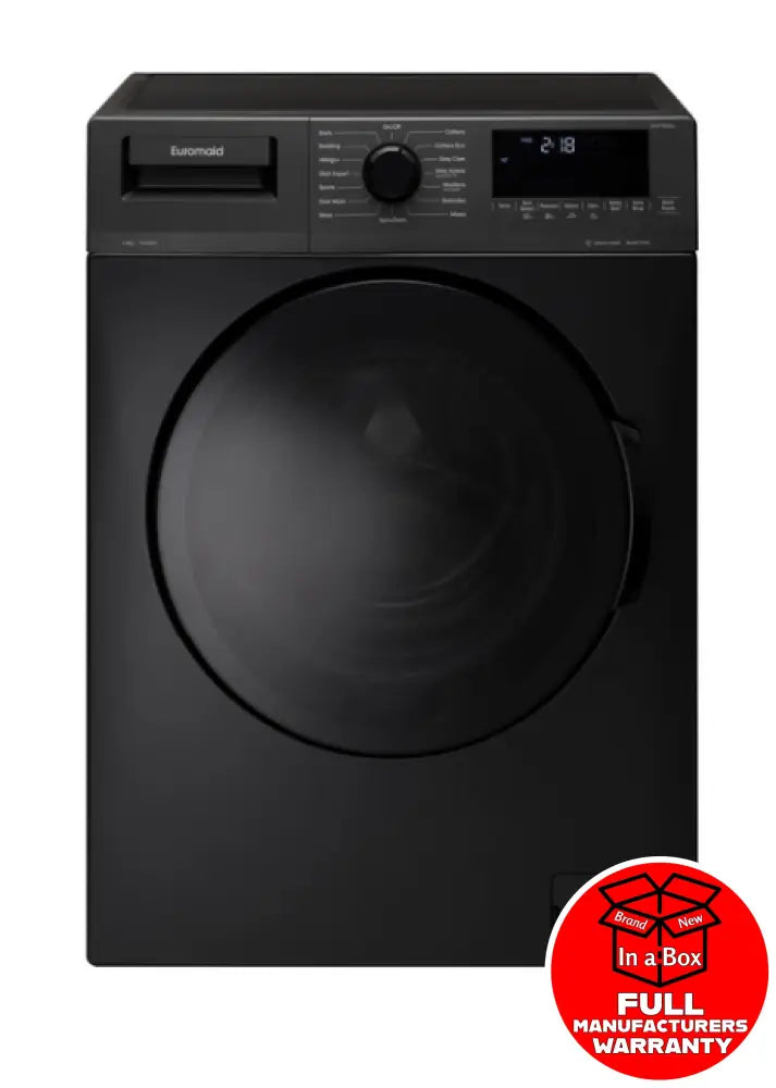 Euromaid EFLP850G 8.5kg Front Load Washing Machine - Energy Efficient, Quiet, Dark Grey - Perfect for Apartments & Small Laundry Rooms