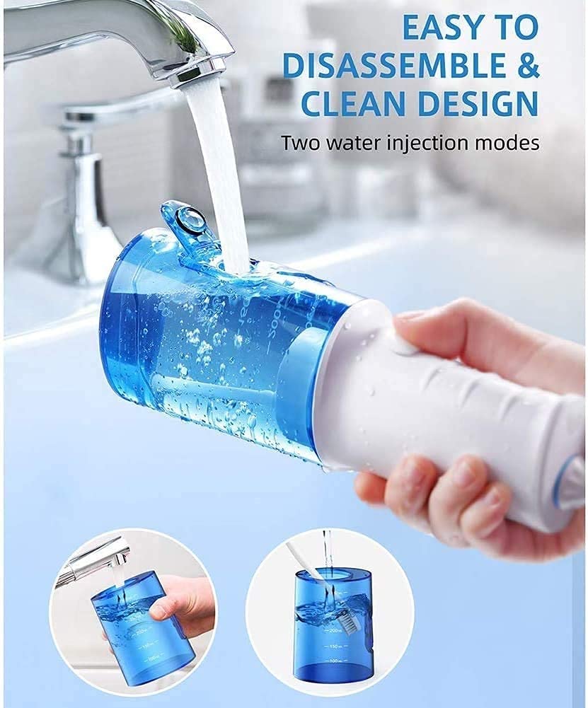 Cordless Water Flosser - Portable Oral Irrigator with 4 Cleaning Modes & 3 Jet Tips, 300ML Large Water Tank, USB Rechargeable for Teeth, Braces, Bridges - Perfect for Home Use & Travel Dental Care