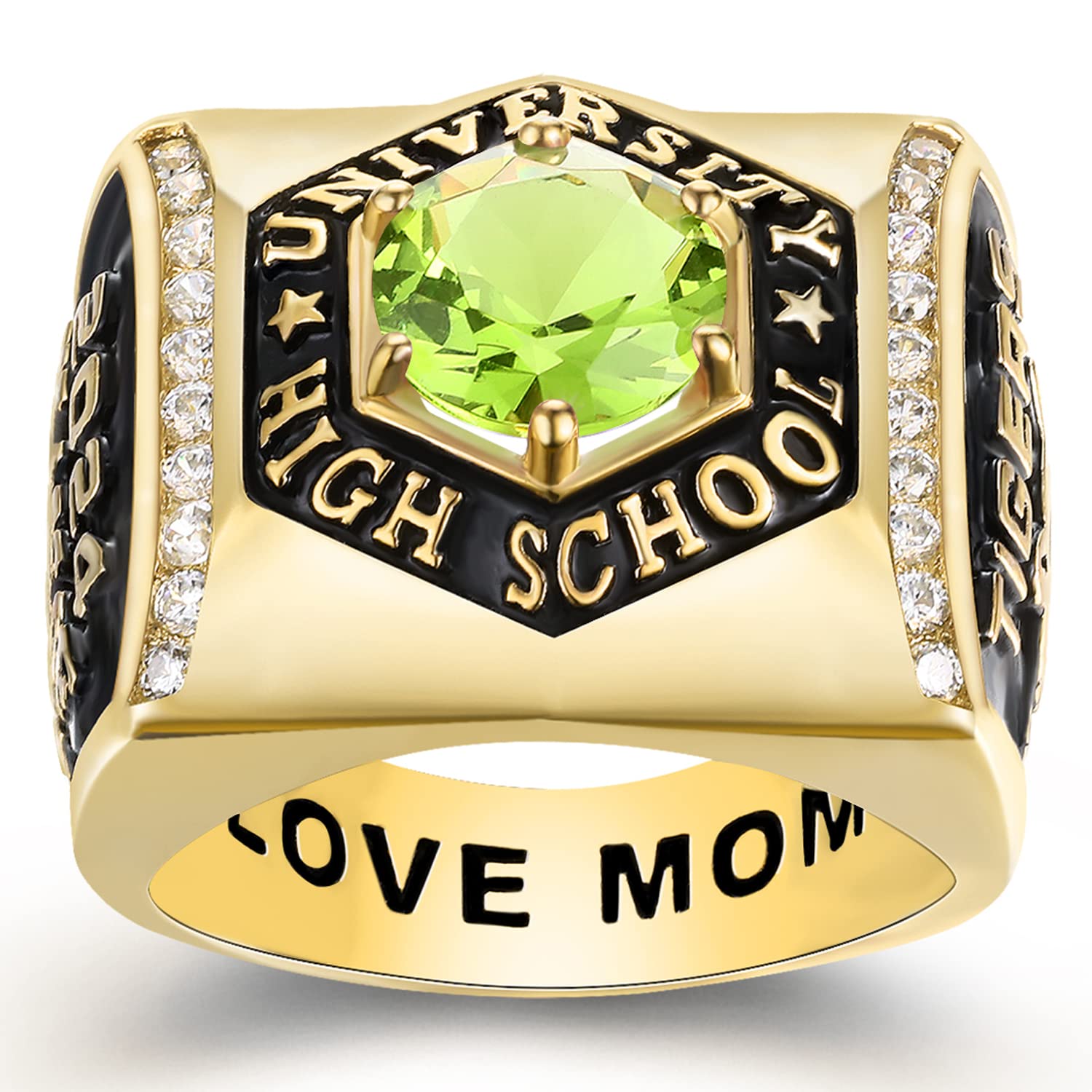 Customized Sterling Silver Men's High School & College Graduation Class Ring - Personalized Engraved Name & Year - Perfect Gift for Graduation, Anniversary & Special Occasions