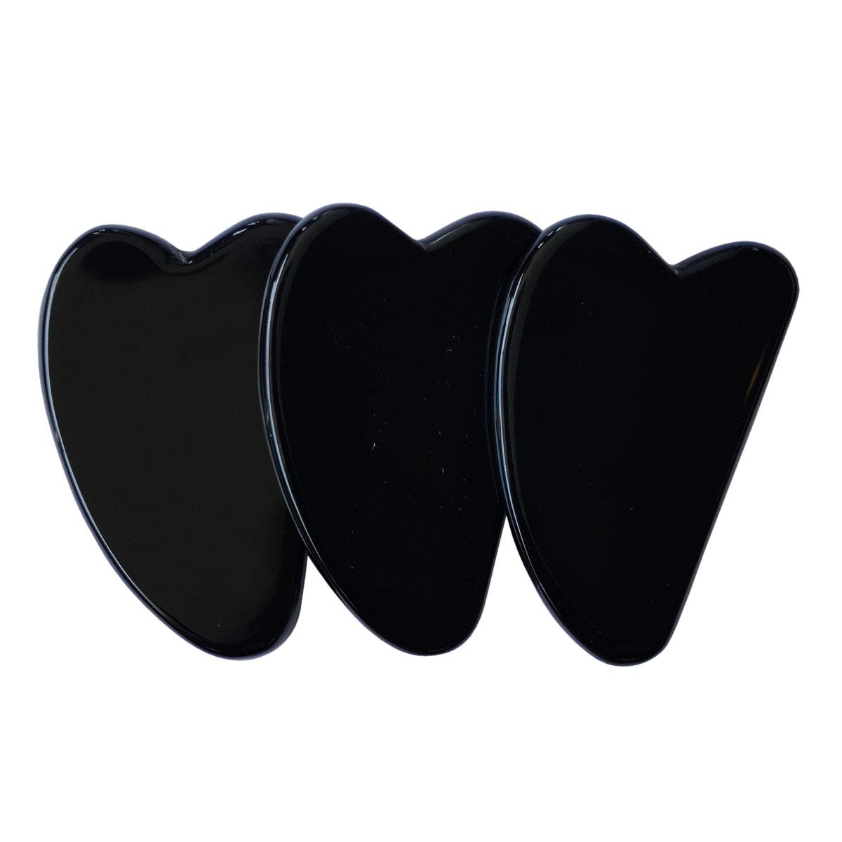 Black Obsidian Gua Sha Tool Set - 3 Pack for Face & Body Massage, Jade Gua Sha Board for Skin Care & SPA Therapy, Natural Healing Stone for Relaxation & Glowing Skin - Perfect for Home & Travel Use