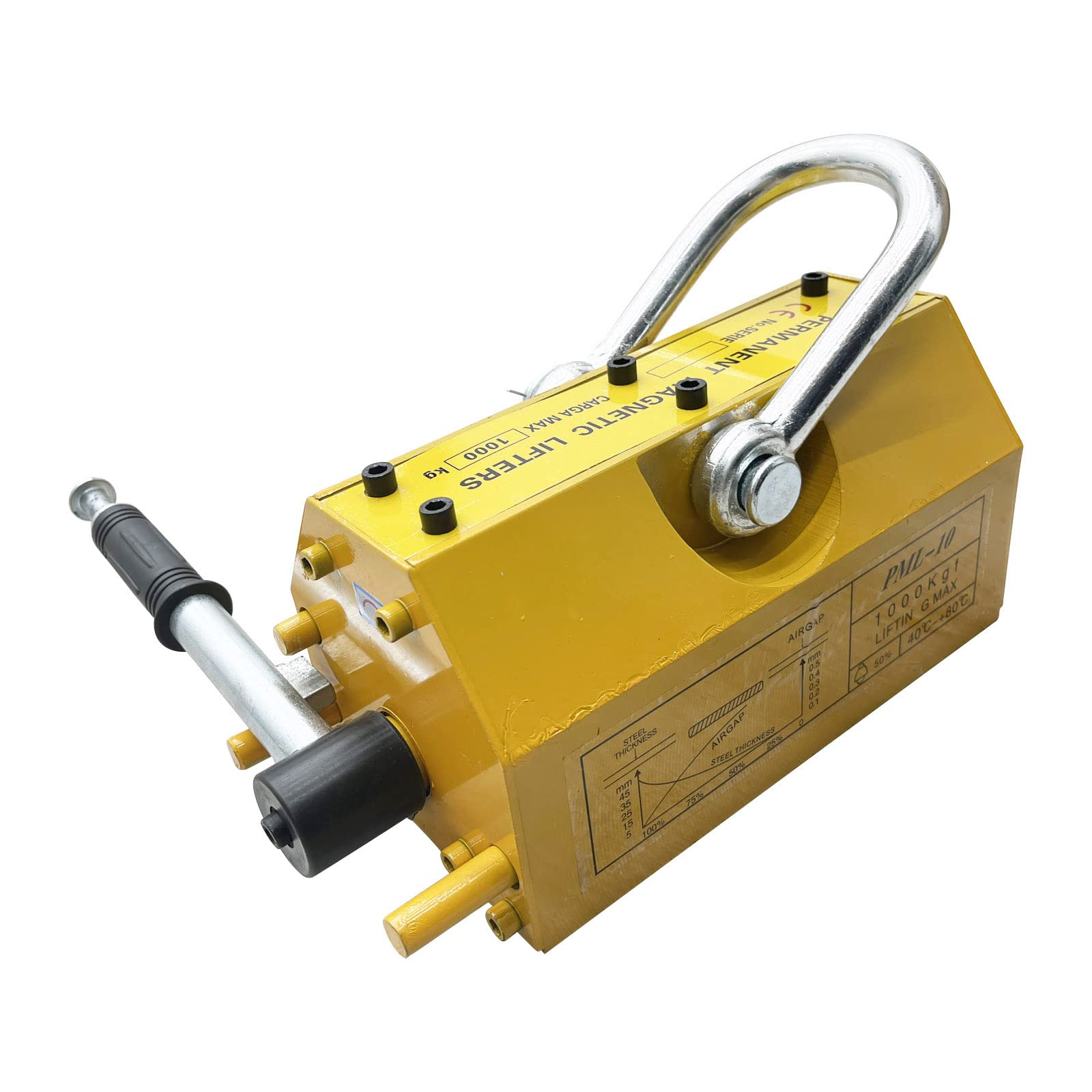 INTBUYING 2200LB (1000KG) Heavy Duty Steel Magnetic Lifter - Permanent Crane Hoist Lifting Magnet with Release for Shop, Block Board & Industrial Use | Perfect for Metalworking, Construction & Warehouse Lifting