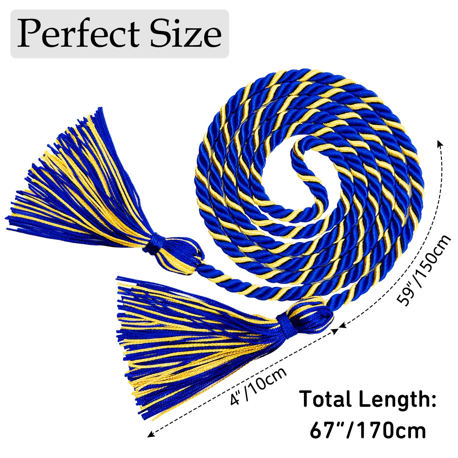Royal Blue and Gold Graduation Honor Cords - 67