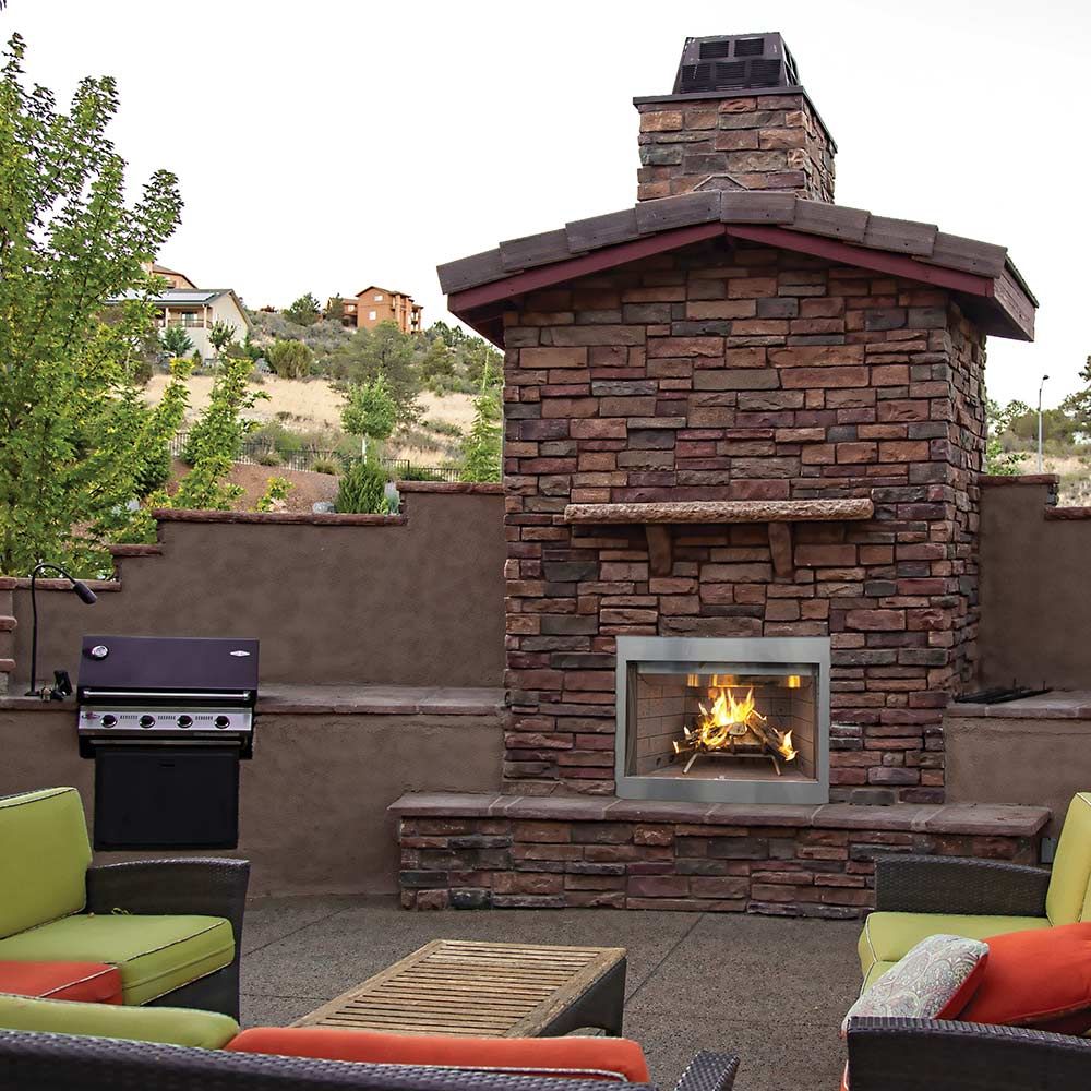 42 Inch Outdoor Wood Fireplace - Rustic Paneled Design for Patio, Garden & Backyard | Heavy Duty Steel Construction | Perfect for Camping, BBQ & Outdoor Gatherings