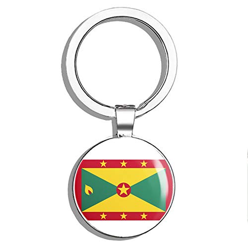 Grenada Flag Double-Sided Stainless Steel Keychain - Durable Key Ring Holder with Carabiner Clip for Keys, Backpacks & Travel Accessories | Perfect Gift for Travelers & Patriotic Enthusiasts