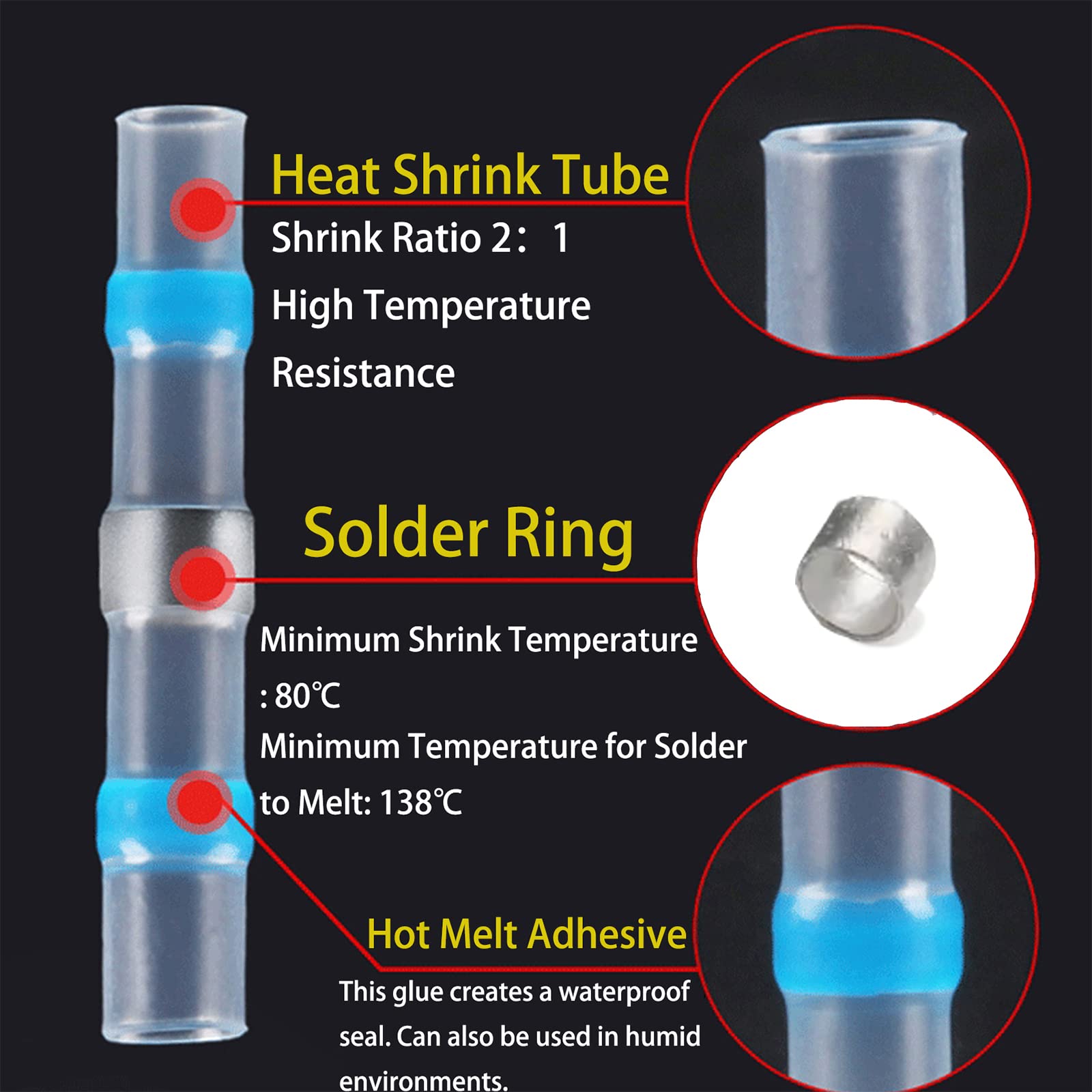 150PCS Waterproof Solder Seal Heat Shrink Wire Connectors Kit - Marine Grade Butt Splice Terminals for Automotive, Boat & Electrical Wiring Repairs | Weatherproof Insulated Electrical Connectors for DIY & Professional Use