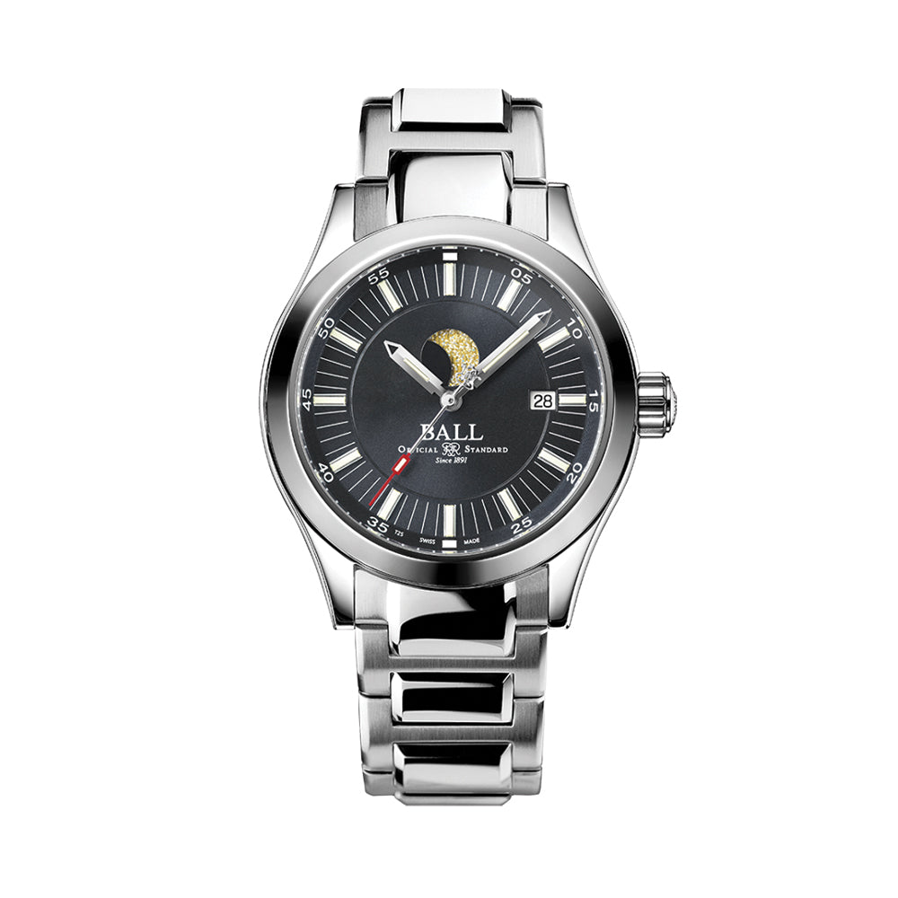 Engineer II Moon Phase Watch - Grey Stainless Steel Bracelet for Men, Luxury Chronograph Timepiece - Perfect for Business, Casual & Formal Occasions