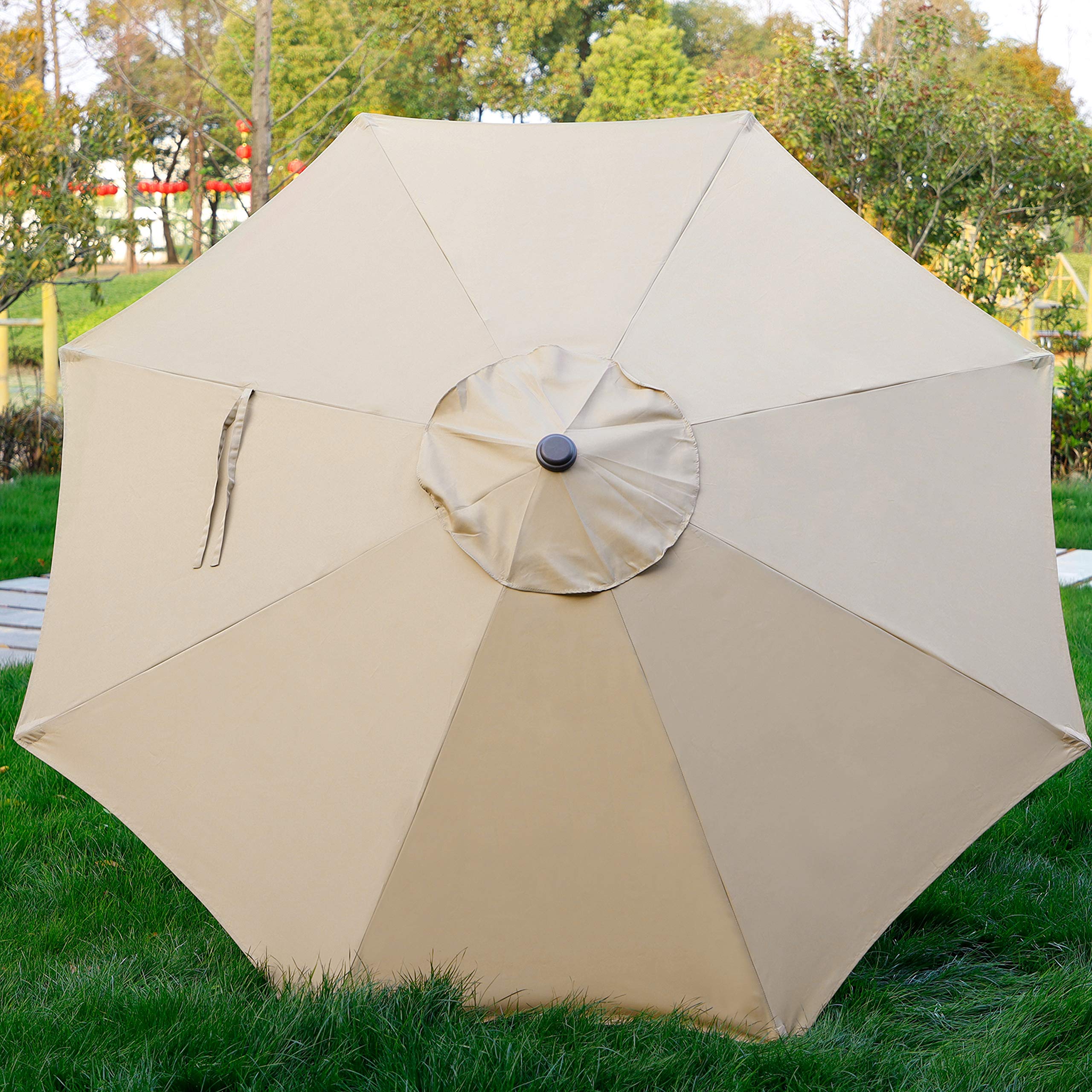 Blissun 9' Outdoor Patio Umbrella with 8 Sturdy Ribs - Push Button Tilt & Crank - Perfect for Garden, Backyard, Poolside, and Outdoor Dining