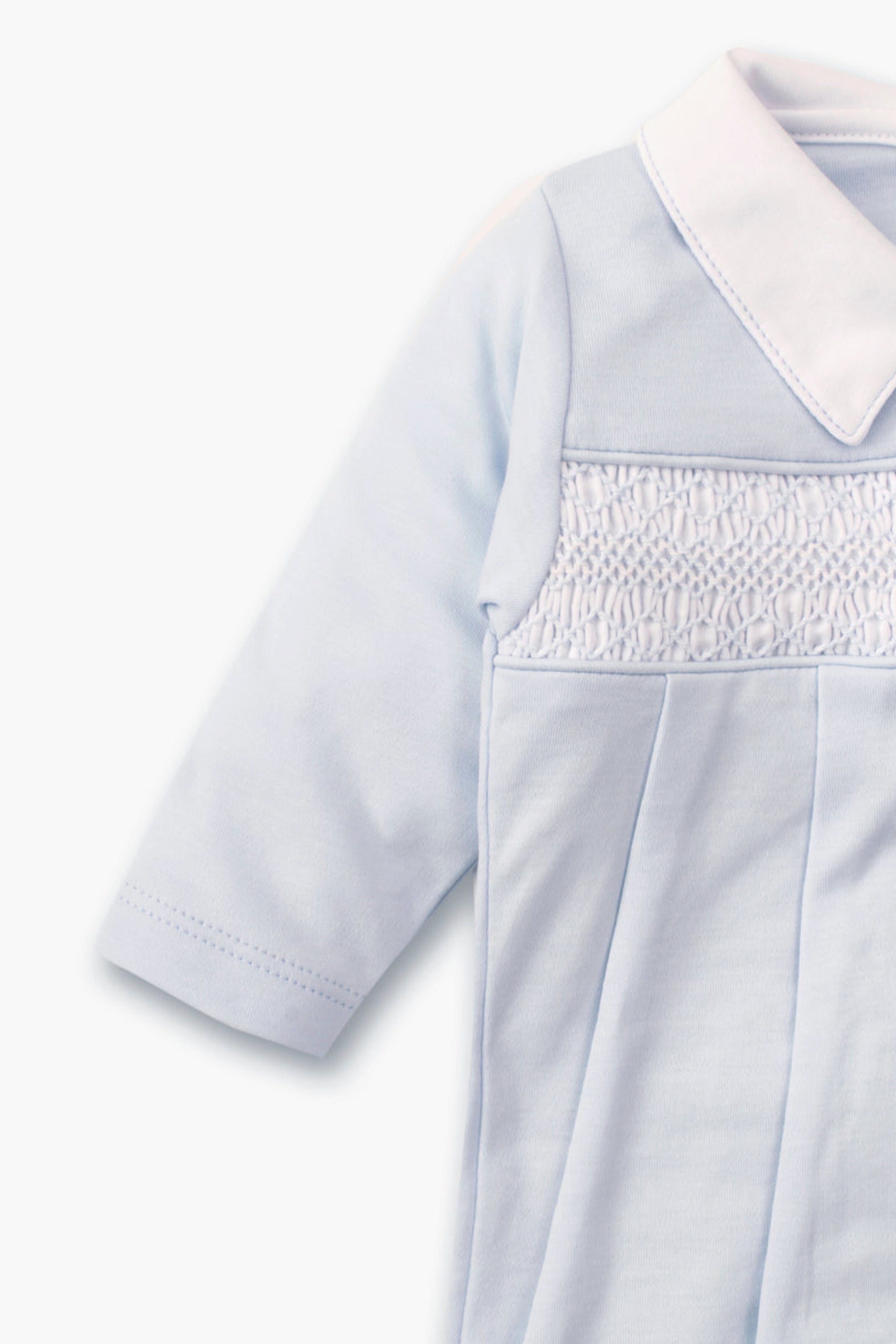 Blue Hand Smocked Footie - Soft Cotton Baby Romper for Newborns & Infants | Perfect for Photo Shoots, Playtime & Special Occasions