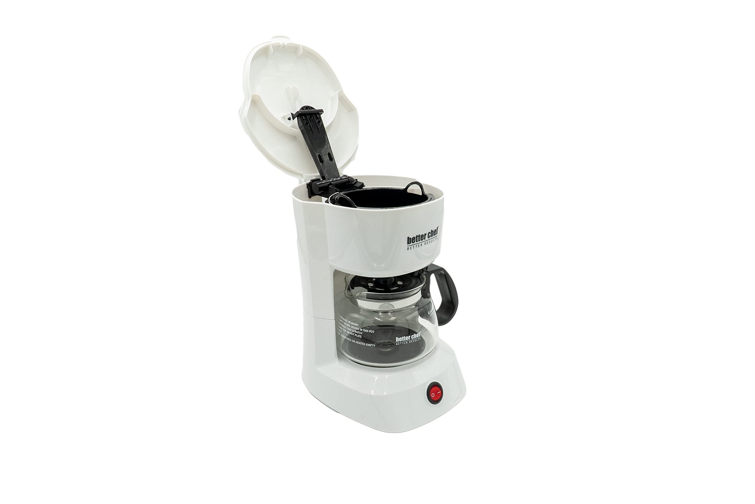 Better Chef 4-Cup Basic Coffee Maker with Pause-N-Serve Feature, Carafe Warmer & Reservoir Window - White | Perfect for Home, Office or Small Kitchens | Fast Brewing & Easy to Use