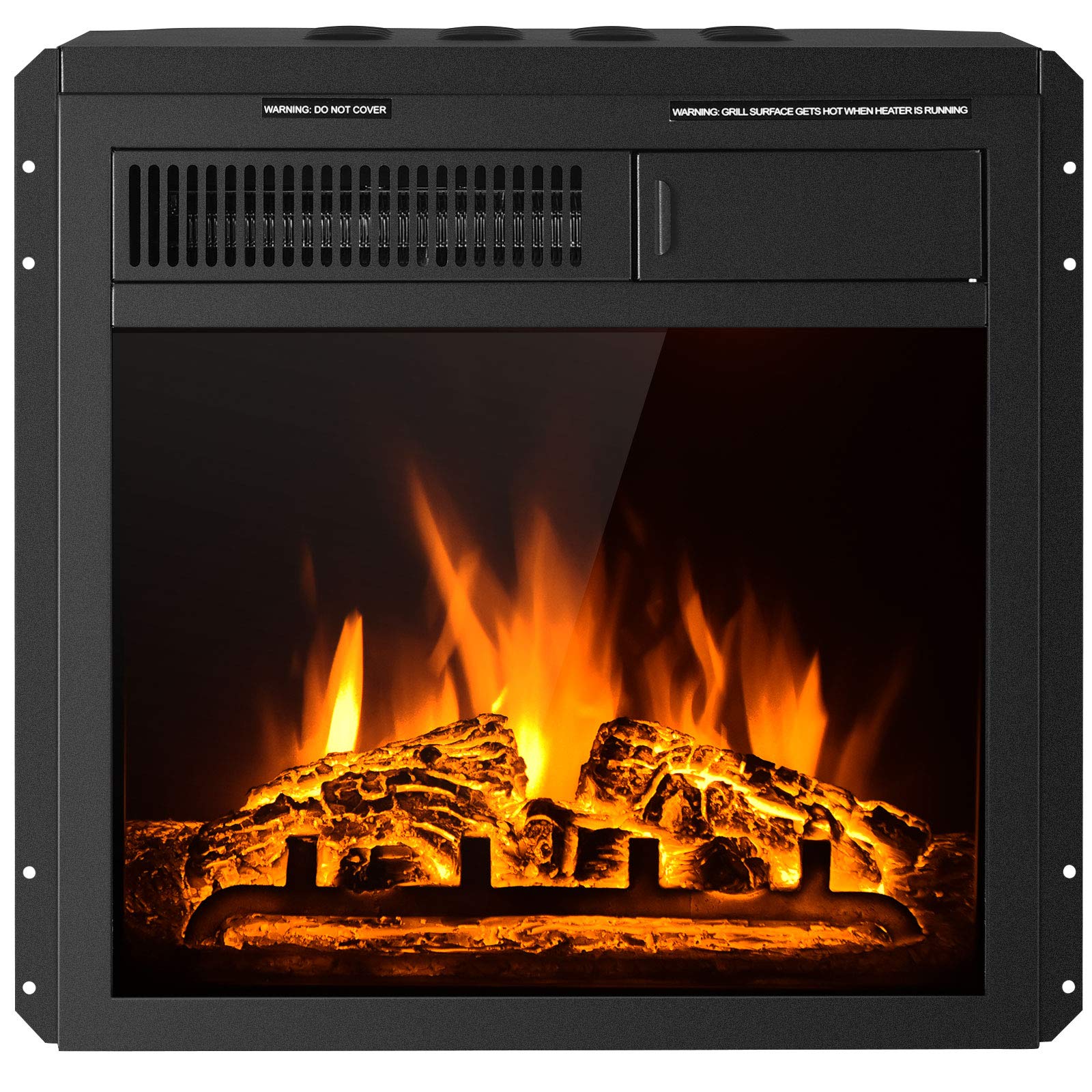 Tangkula 18 Inch Electric Fireplace Insert with Remote Control - Freestanding & Recessed Indoor Heater, Adjustable Temperature, 7 Realistic Flame Settings - Perfect for Living Rooms, Bedrooms & Home Offices (18