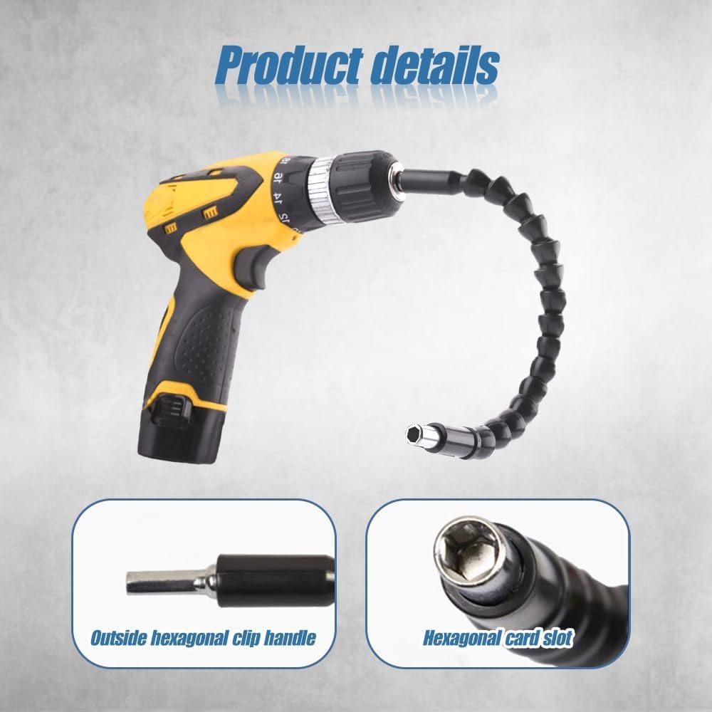 3-Piece Flexible Screwdriver Bit Set - 360° Rotating Extension for Tight Angles - Durable Orange Drill Bit Extender - Perfect for DIY, Electronics Repair & Hard-to-Reach Screws