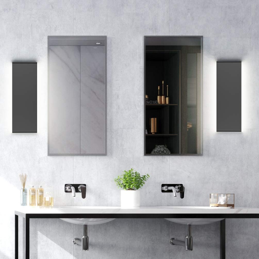 Aipsun 15.8 Inch Modern Black LED Vanity Light with Up and Down Lighting - 5000K White Light for Bathroom Wall Fixtures | Perfect for Makeup, Shaving & Spa-Style Ambiance