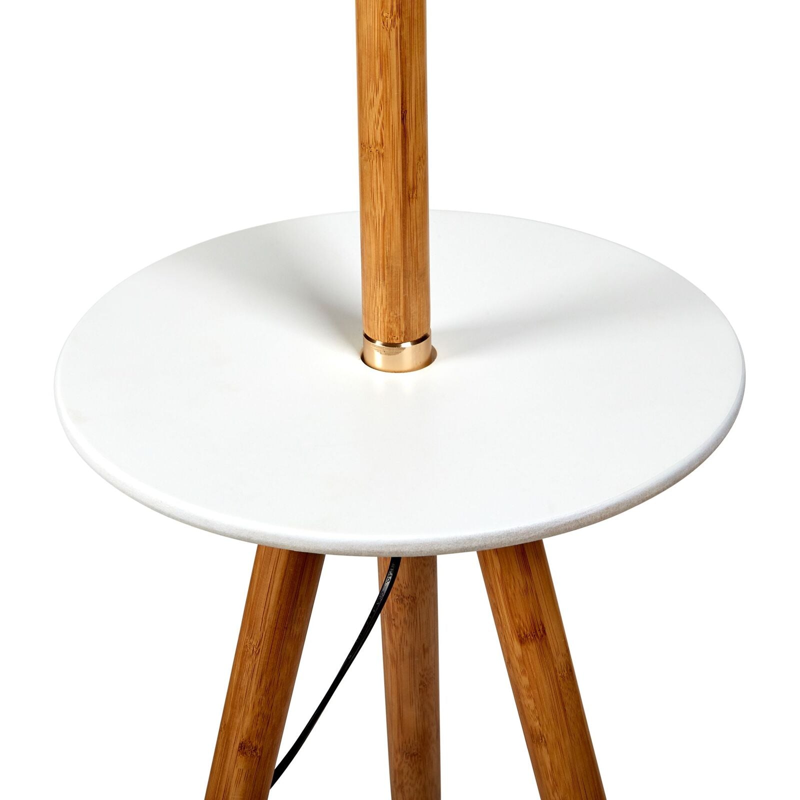 165cm Adjustable Bamboo Floor Lamp with Linen Shade & Shelves - Modern Reading Light for Living Room, Bedroom, and Office
