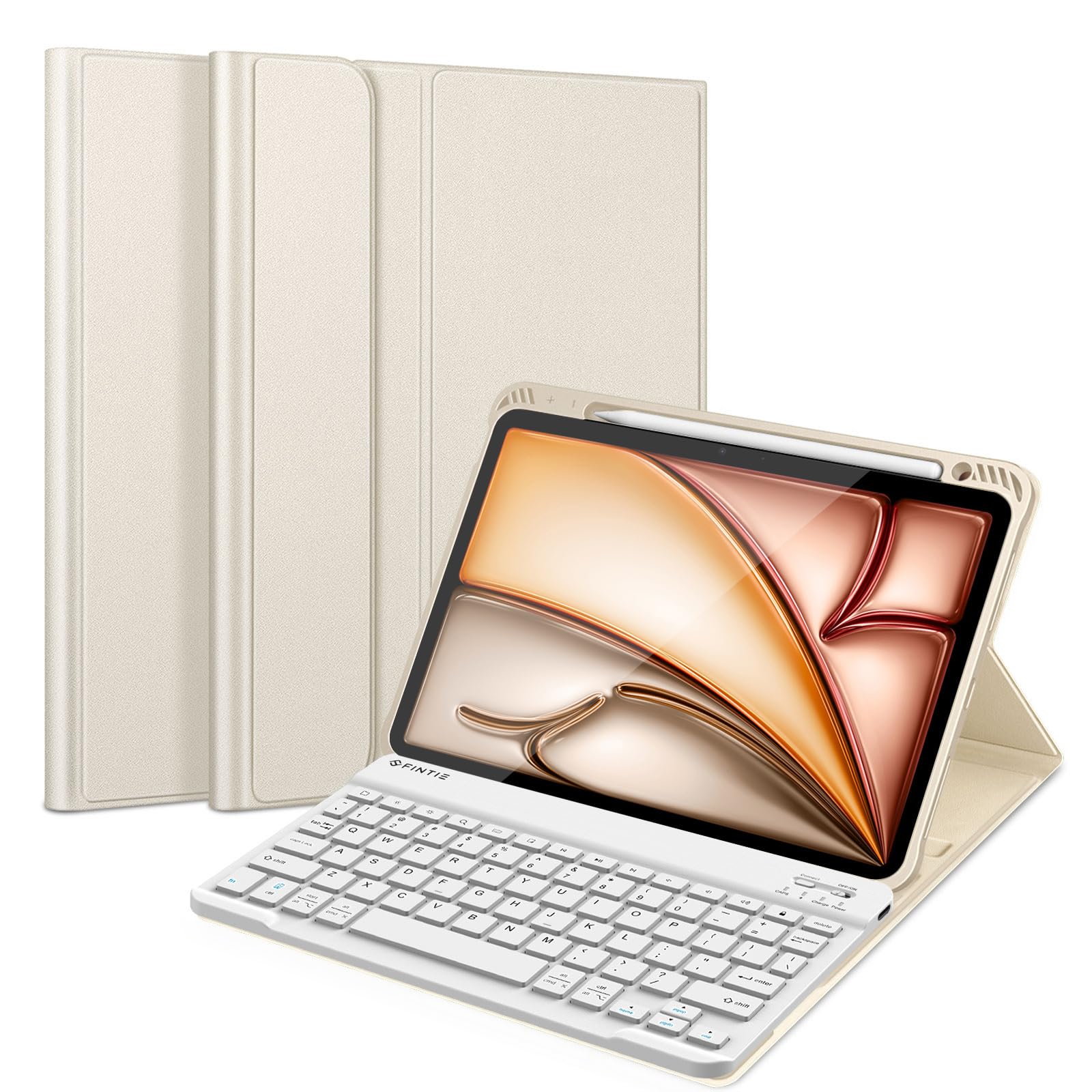 Fintie Bluetooth Keyboard Case for iPad Air 11-inch (M3/M2) & 10.9-inch (5th/4th Gen) - Detachable Magnetic Keyboard with Soft TPU Cover in Starlight | Perfect for Work, Study & Travel