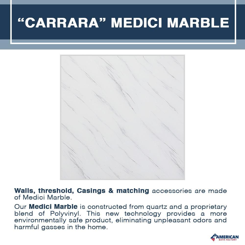 Freedom 60 Alcove DIY Shower Remodel Kit - Carrara Marble & Subway Stone Accent Wall Panel for Bathroom Renovation | Waterproof & Easy Installation | Perfect for Modern Home Upgrades