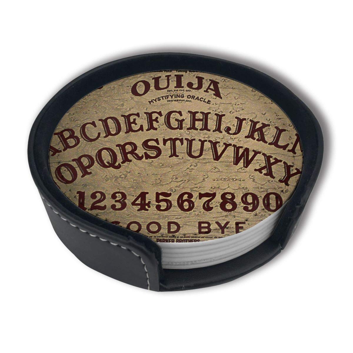 Ouija Board Drink Coasters Set of 6 with Holder - Universal Fit for All Cups - Perfect for Halloween Parties, Game Nights & Home Decor