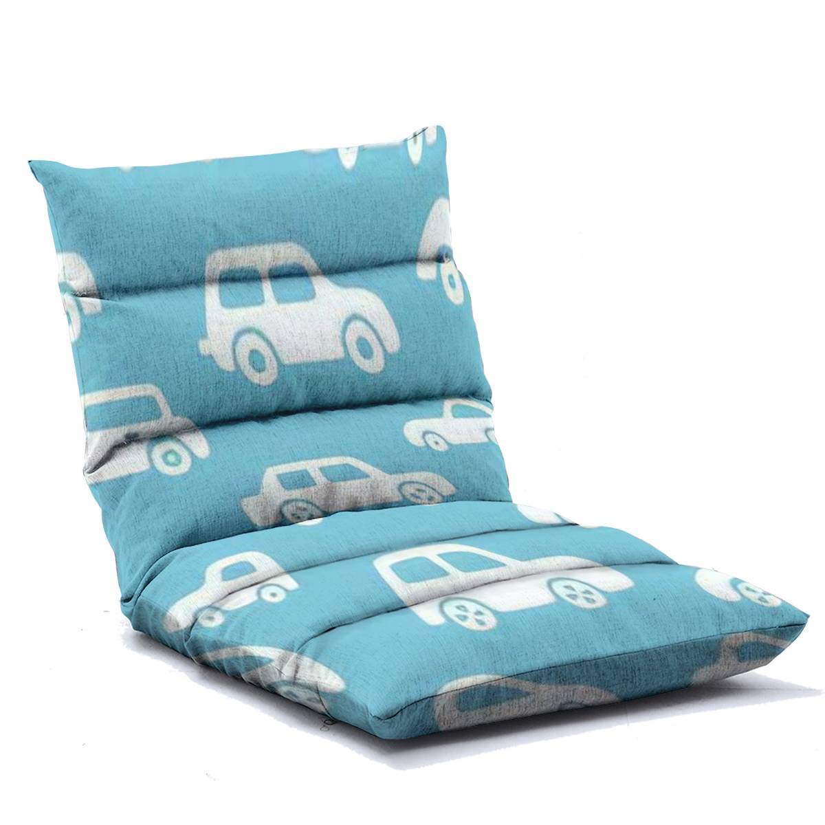 Adjustable Memory Foam Floor Lounger Chair - Foldable Floor Sofa with Doodle Cars Baby Boy Pattern for Adults - Perfect for Home, Office, Reading, Watching TV & Gaming