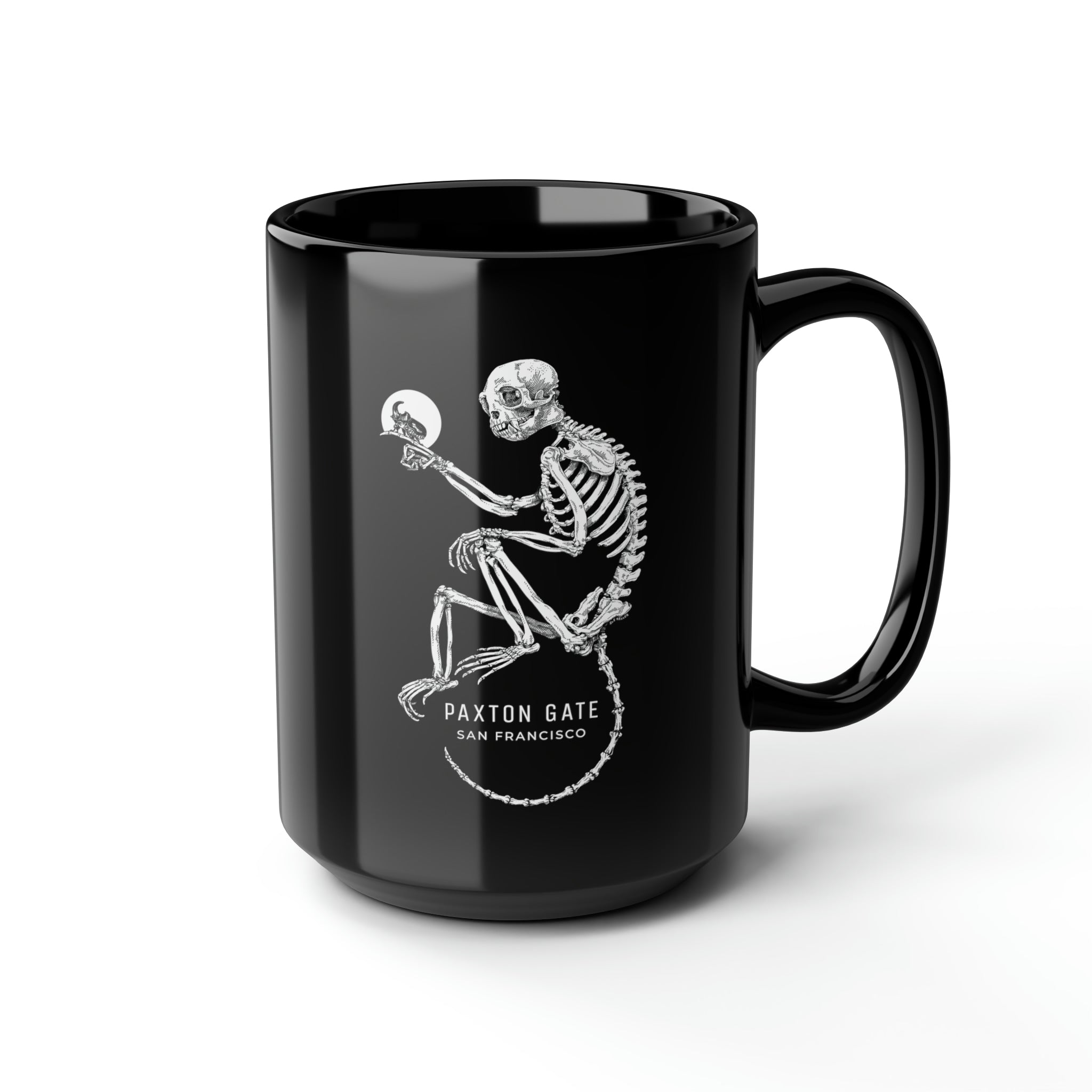 Zoe Keller Black Skeletal Monkey Mug - Unique Gothic Coffee Cup for Halloween, Dark Aesthetic Home Decor, Perfect for Coffee & Tea Lovers