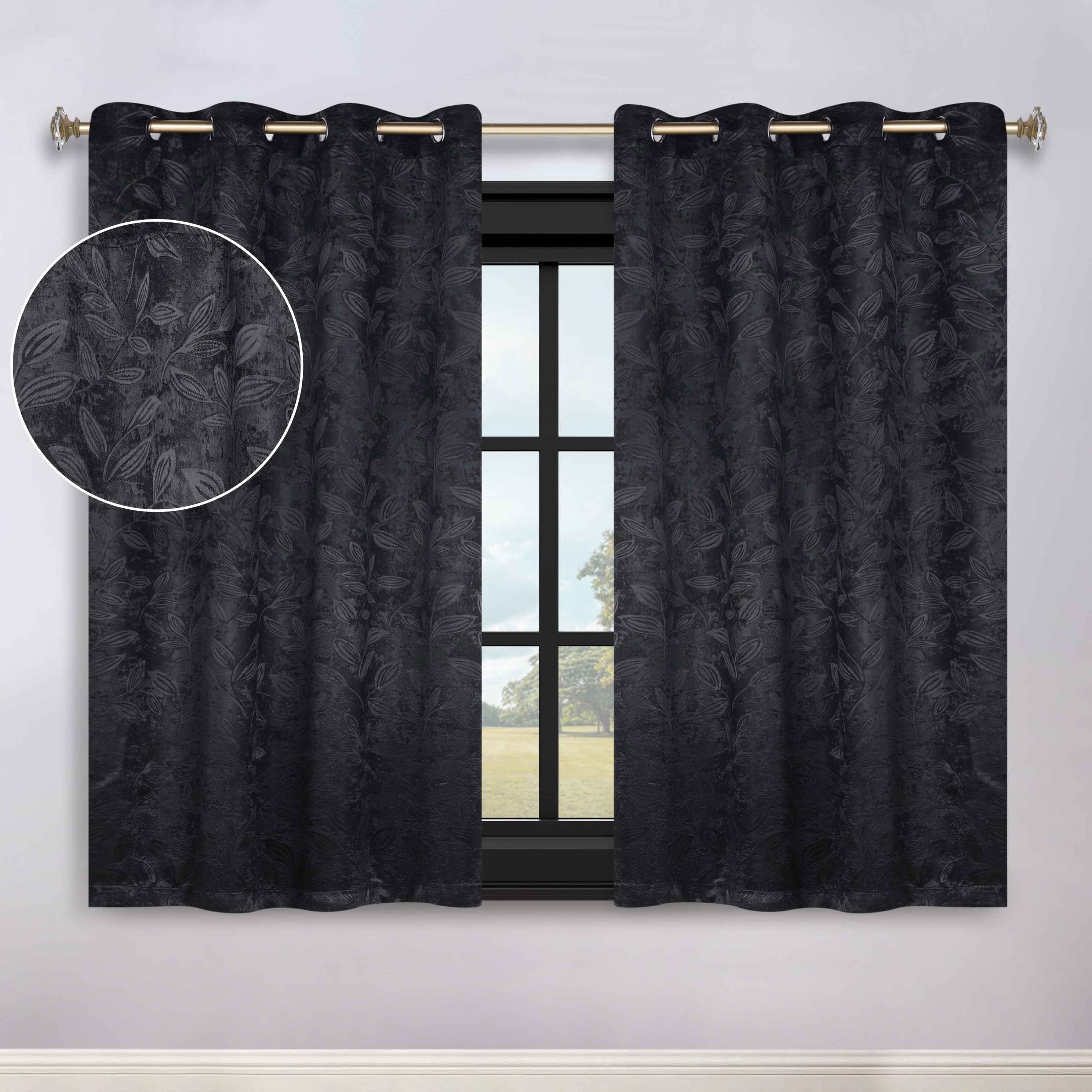 Leaves Grommet Blackout Curtains Set of 2 - Thermal Insulated Room Darkening Drapes for Bedroom & Living Room - Noise Reducing Window Treatment for Home Decor