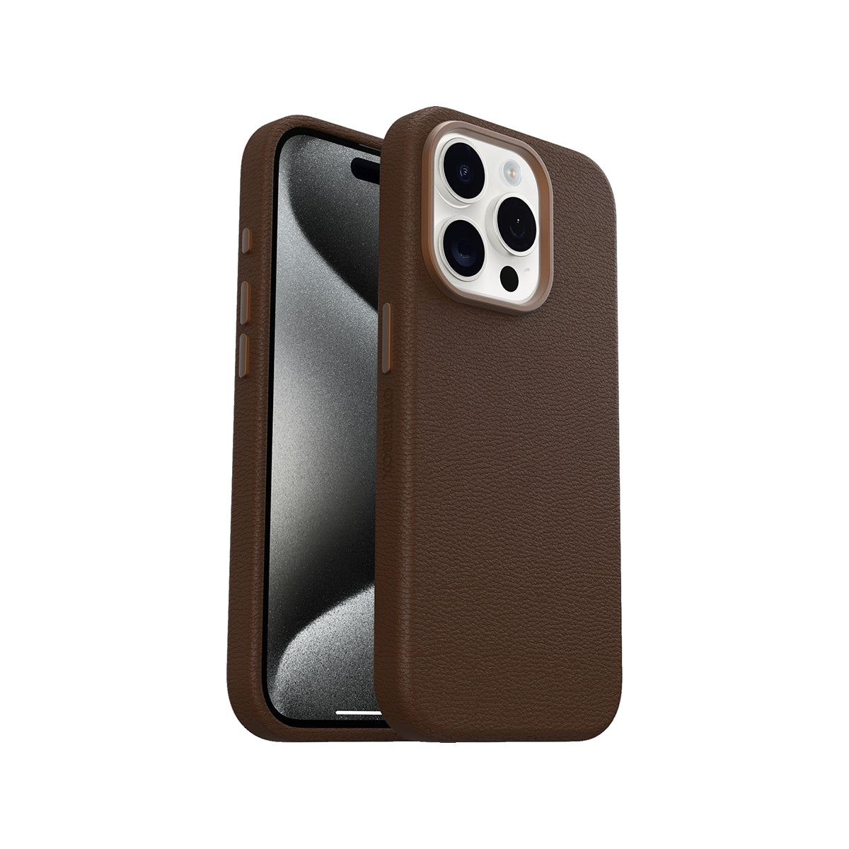 OtterBox Symmetry Cactus Leather Phone Case for iPhone 15 Pro - Premium Brown Vegan Leather Protective Cover | Slim Fit, Drop Protection & Scratch Resistant | Perfect for Work, Travel & Everyday Use