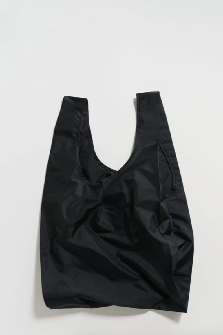 BAGGU Standard Reusable Shopping Tote Bag - Black | Eco-Friendly Grocery Tote for Shopping, Travel & Daily Use
