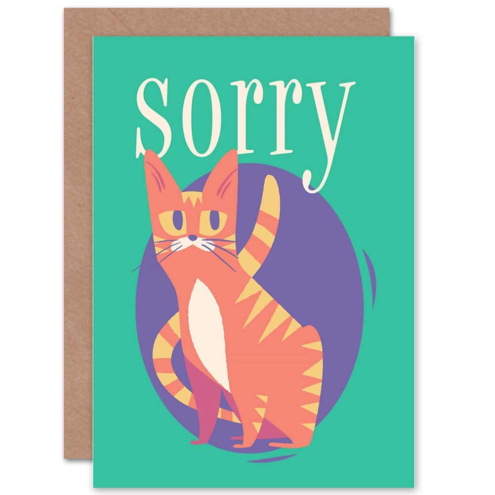 Wee Blue Coo Funny Cat Birthday Greeting Card - Cute Animal Sorry Card for Friends & Family - Perfect for Birthdays, Apologies & Special Occasions