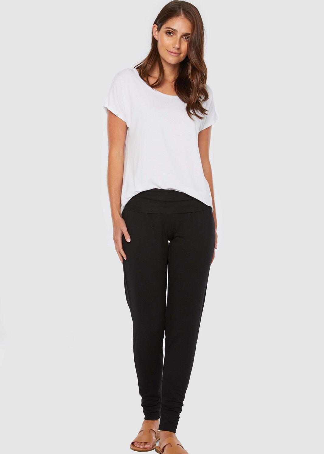 Comfortable Bamboo Slouch Pants for Women - Soft Black Lounge Pants for Yoga, Home & Casual Wear