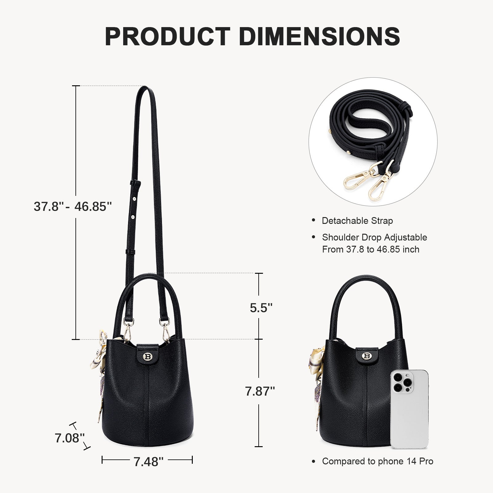 Harper Jones Bucket Bag for Women - Stylish Leather Crossbody Shoulder Purse with Adjustable Strap, Perfect for Work, Travel & Everyday Use