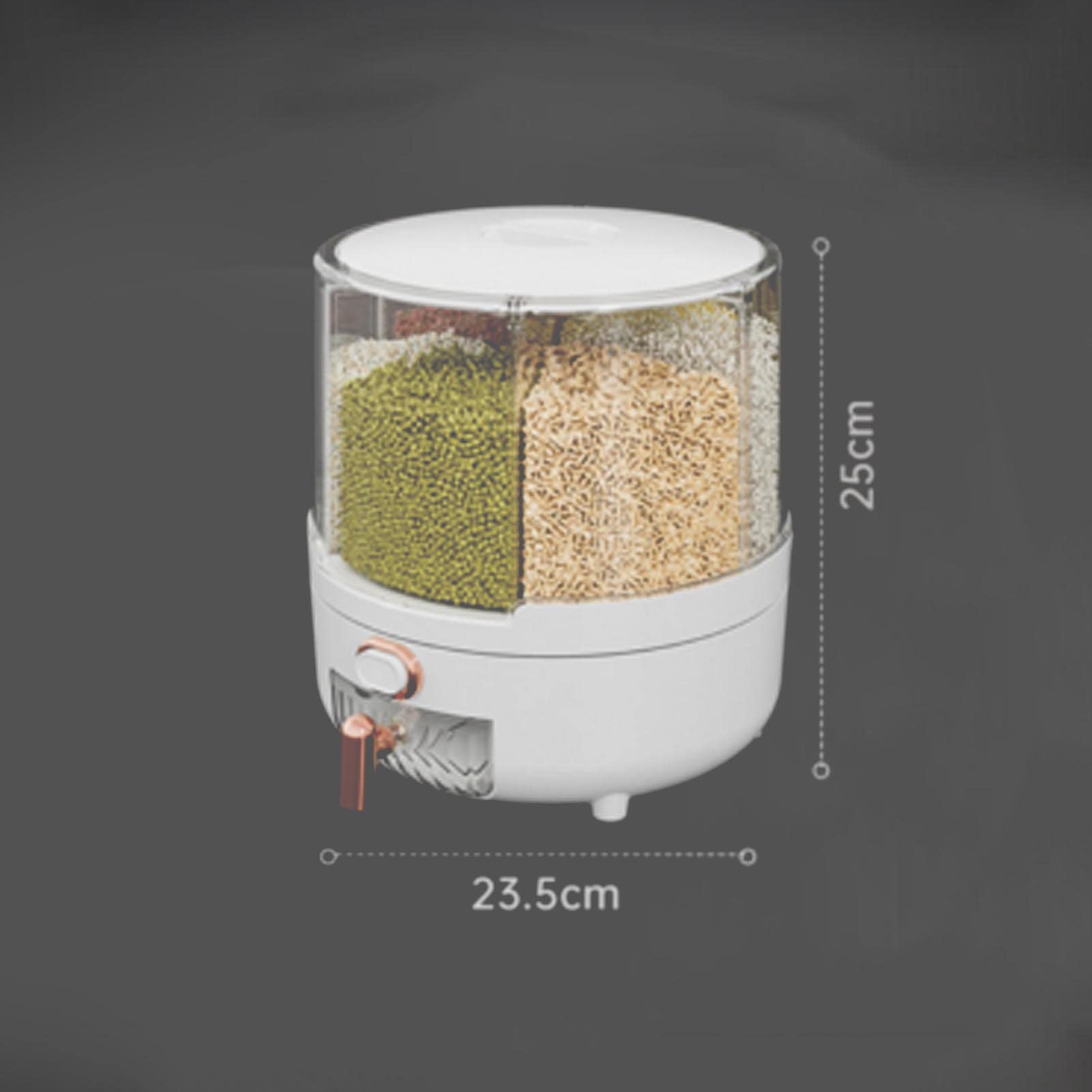 360 Degree Rotating Grain Dispenser Box - PP Plastic Kitchen Storage Container for Rice, Beans & Dry Food | Airtight Grain Storage Solution for Pantry Organization | Perfect for Rice, Cereal, Pasta & Bulk Food Storage (M-White)