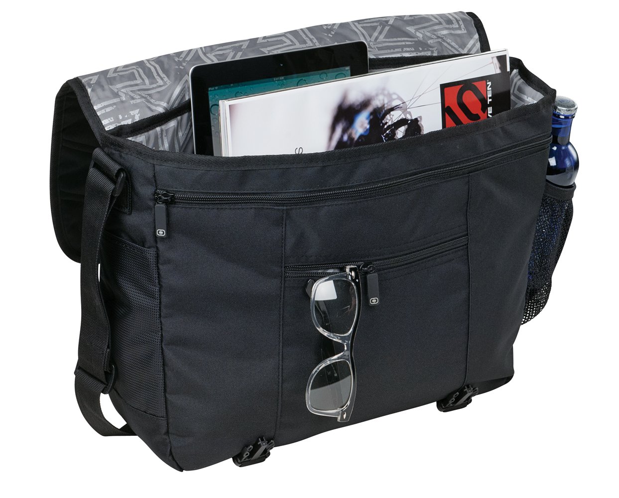 OGIO 417015 Upton Laptop Messenger Bag - Black Business Laptop Bag for Men & Women, Durable Work Briefcase with Padded Laptop Compartment (Fits 15.6